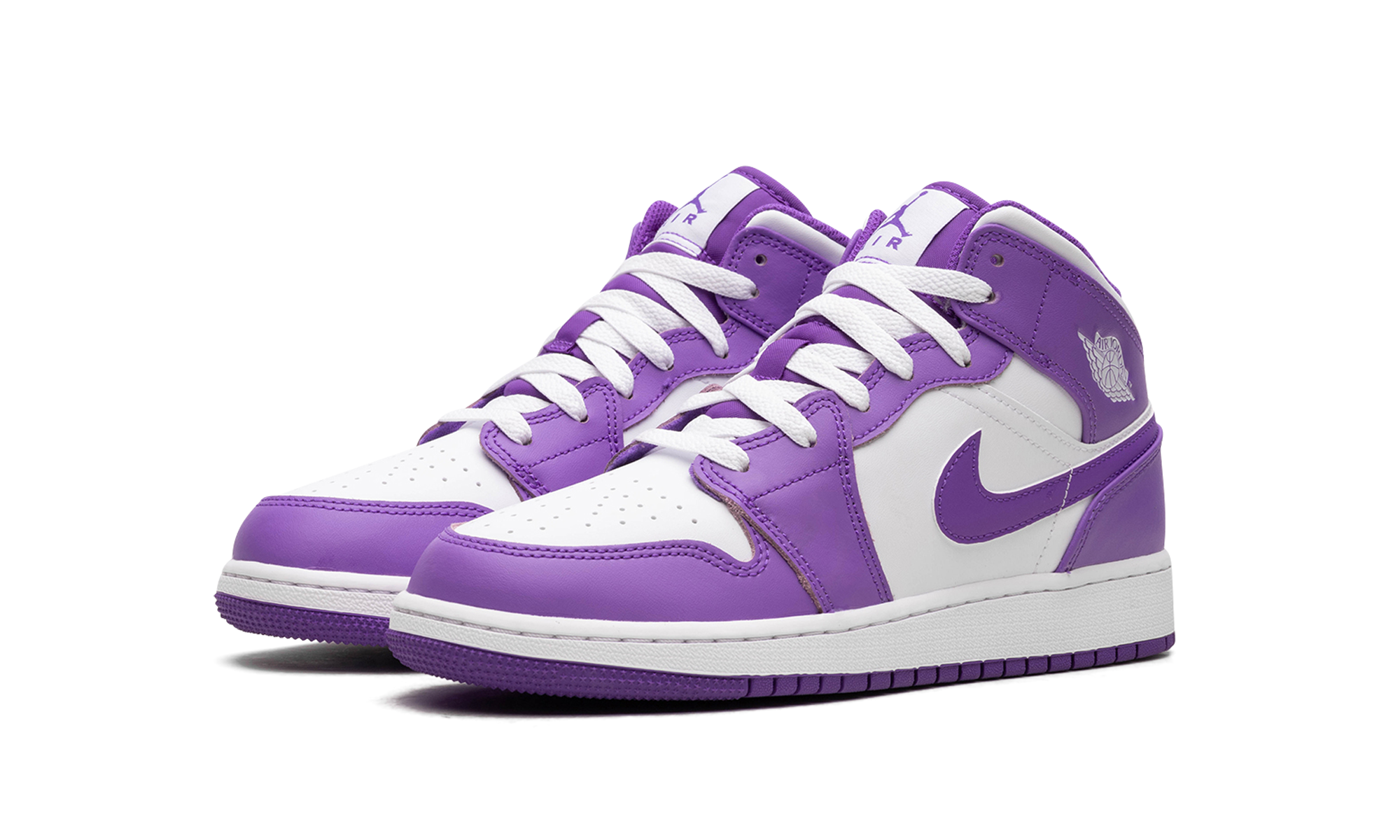 jordan 1 mid purple venom gs+DQ8423-511+diagnol left view