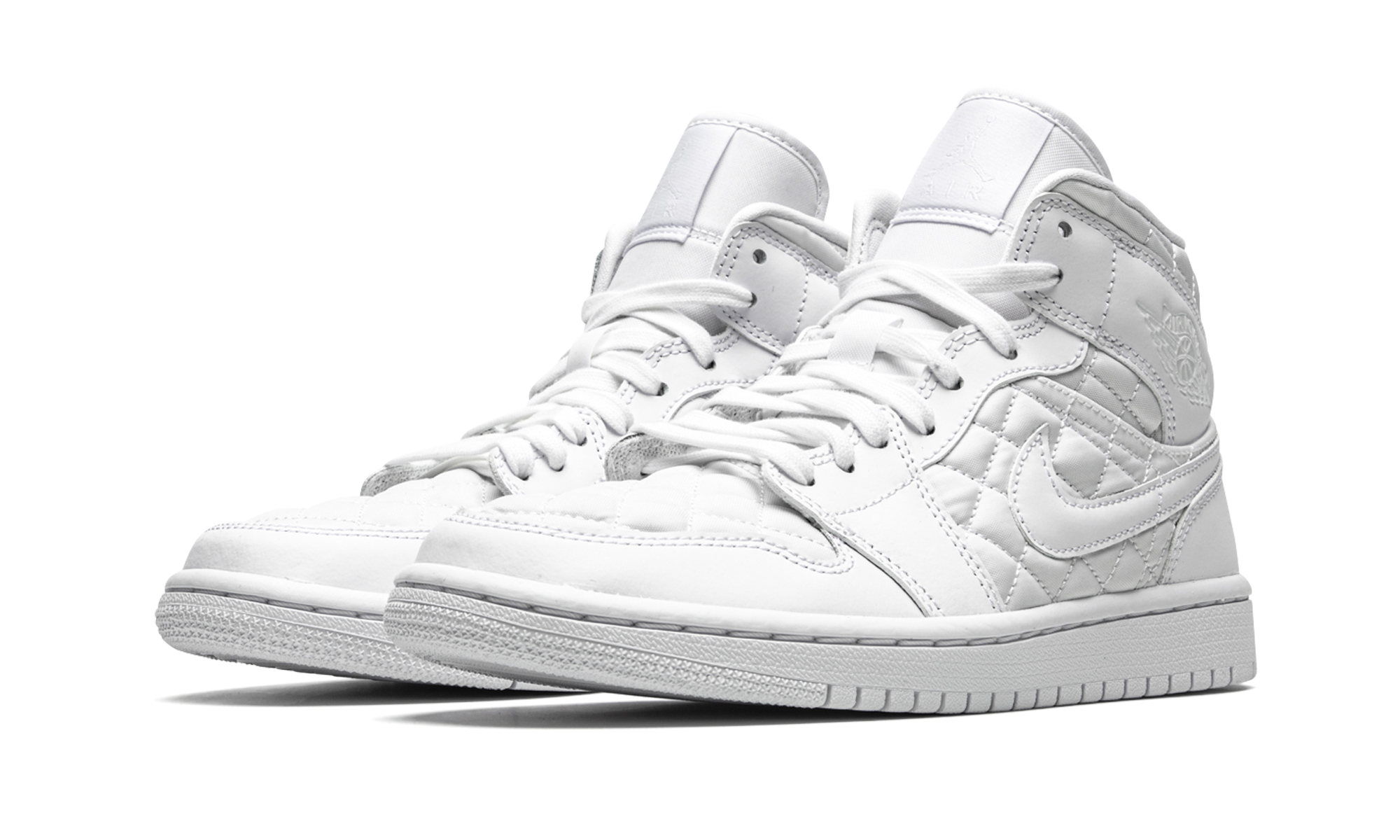 jordan 1 mid quilted white women s+DB6078-100+diagnol left view