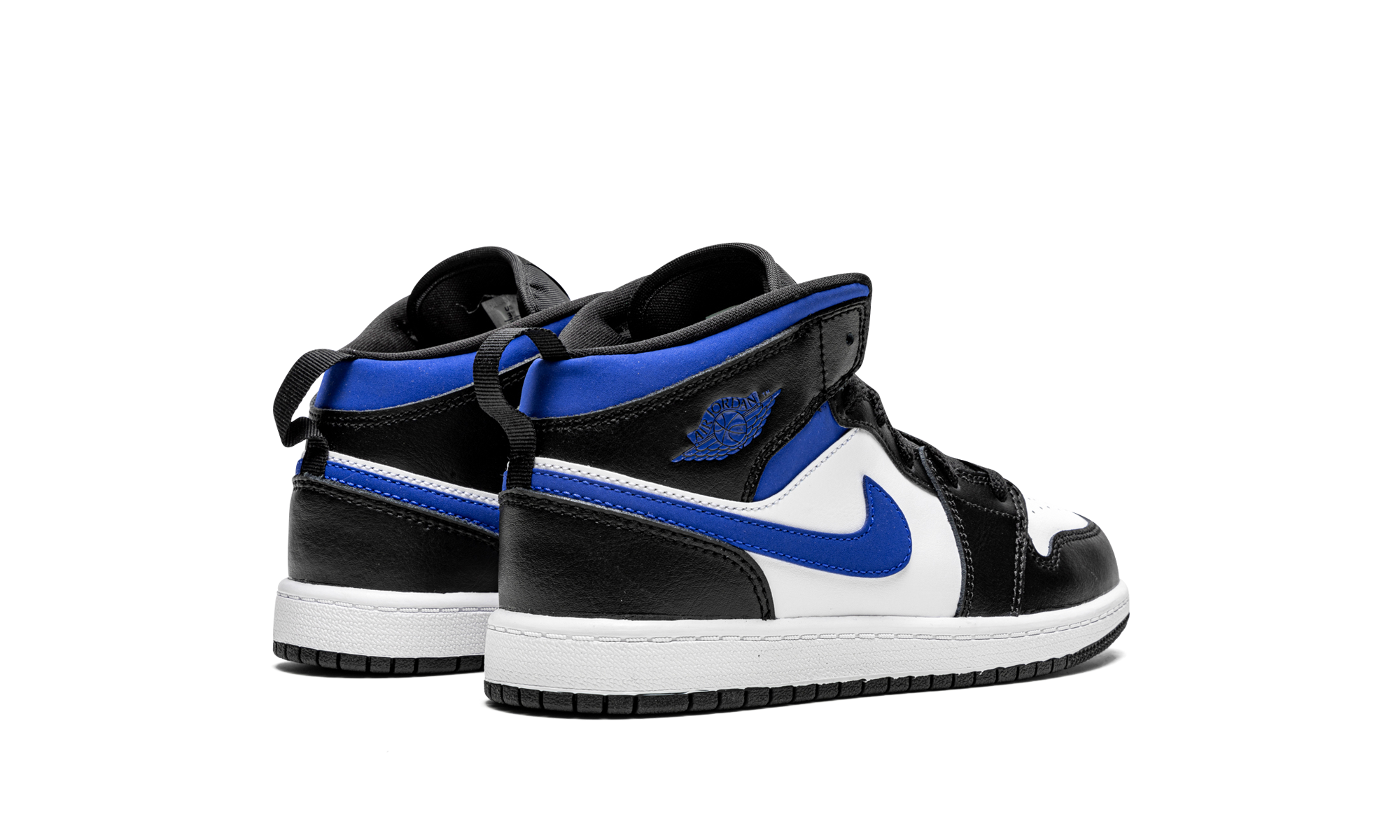 jordan 1 mid racer blue ps+640734-140+diagnol right behind view