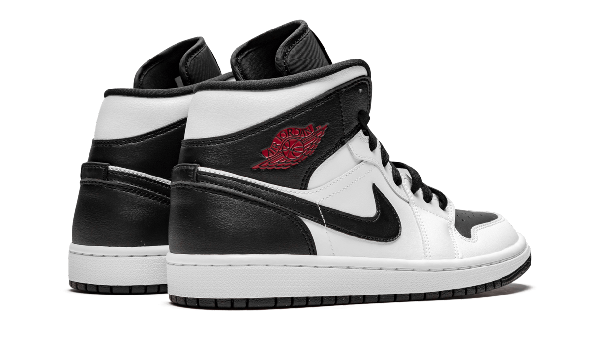 jordan 1 mid reverse black toe women s+BQ6472-101+diagnol right behind view