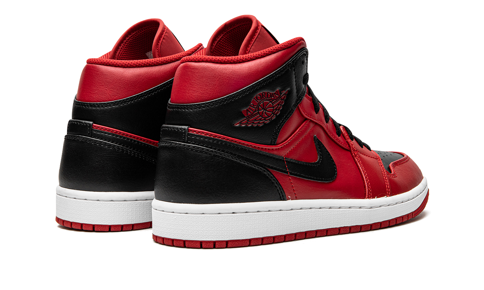 jordan 1 mid reverse bred 2021+554724-660+diagnol right behind view