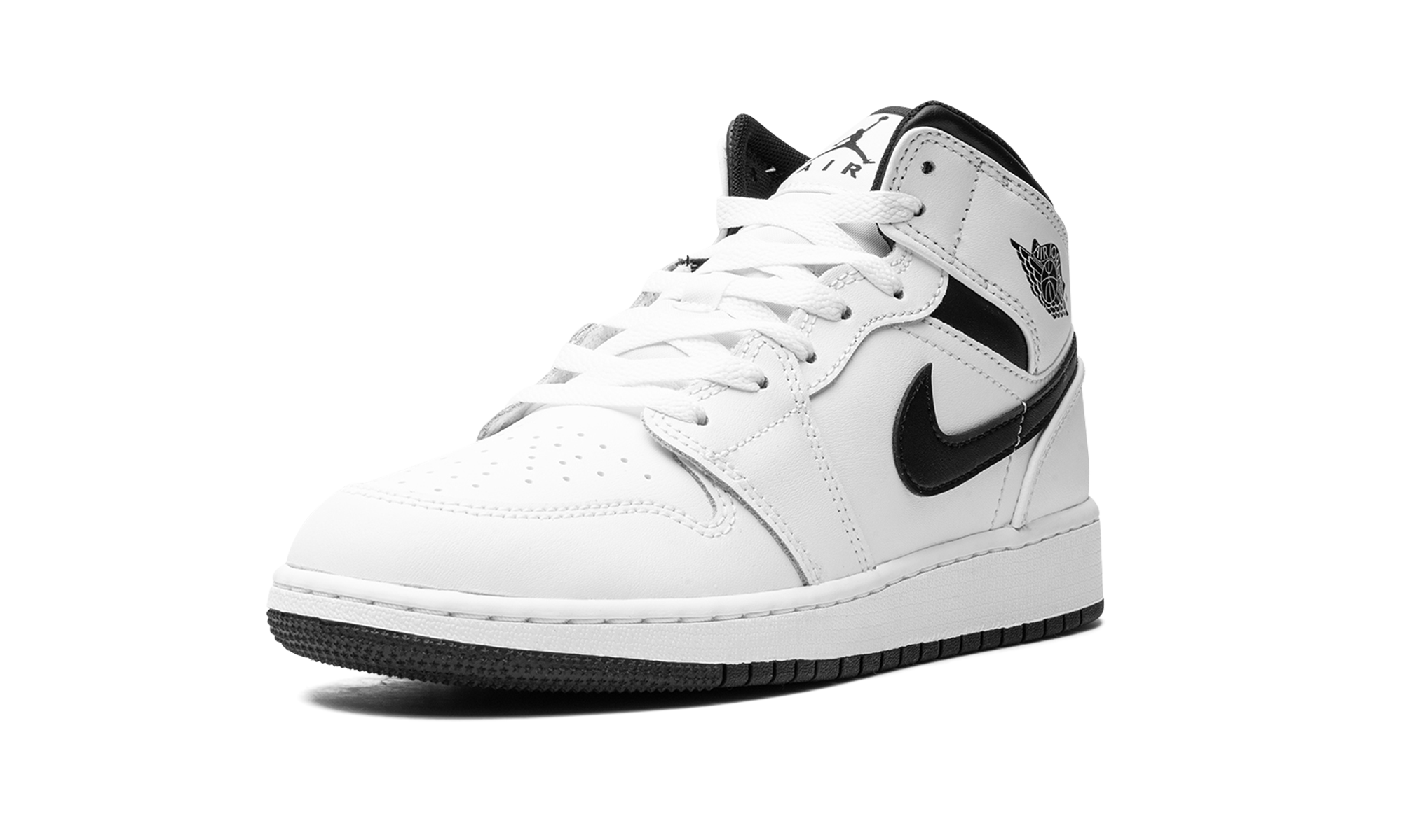 jordan 1 mid reverse panda gs+DQ8423-132+left diagnol single view