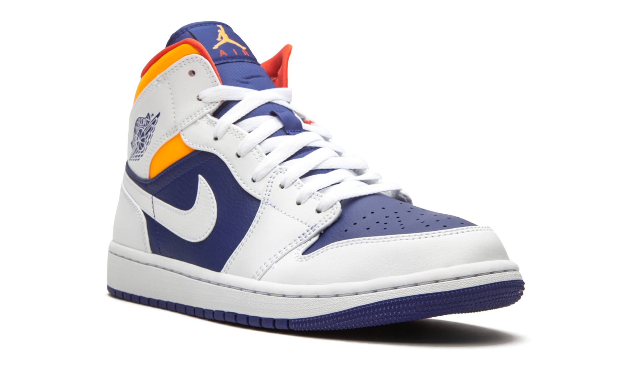 jordan 1 mid royal blue laser orange+554724-131+diagnol right view