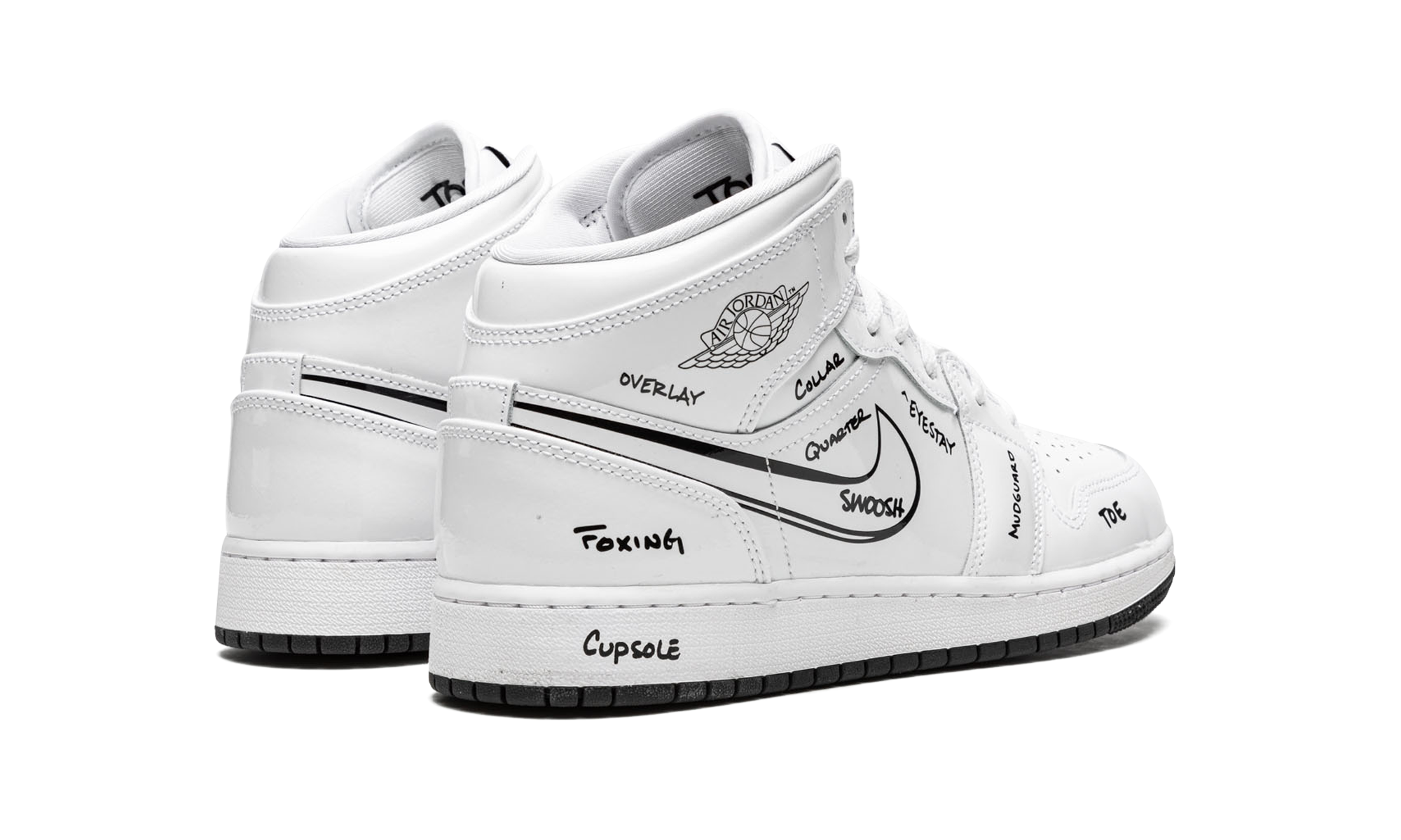 jordan 1 mid schematic gs+DQ1864-100+diagnol right behind view