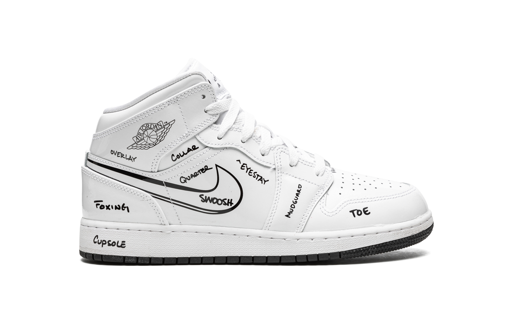 jordan 1 mid schematic gs+DQ1864-100+right view