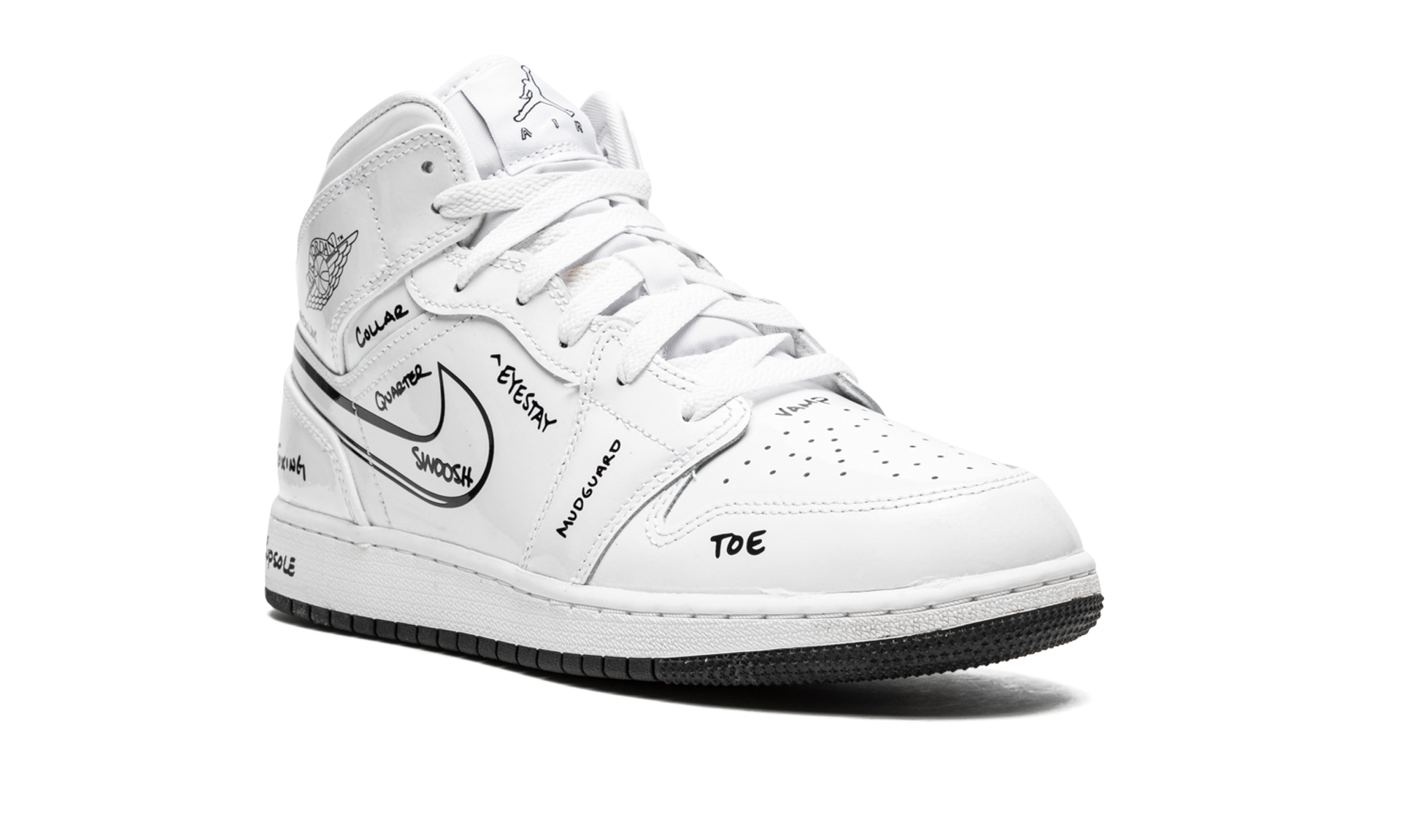 jordan 1 mid schematic gs+DQ1864-100+diagnol right view