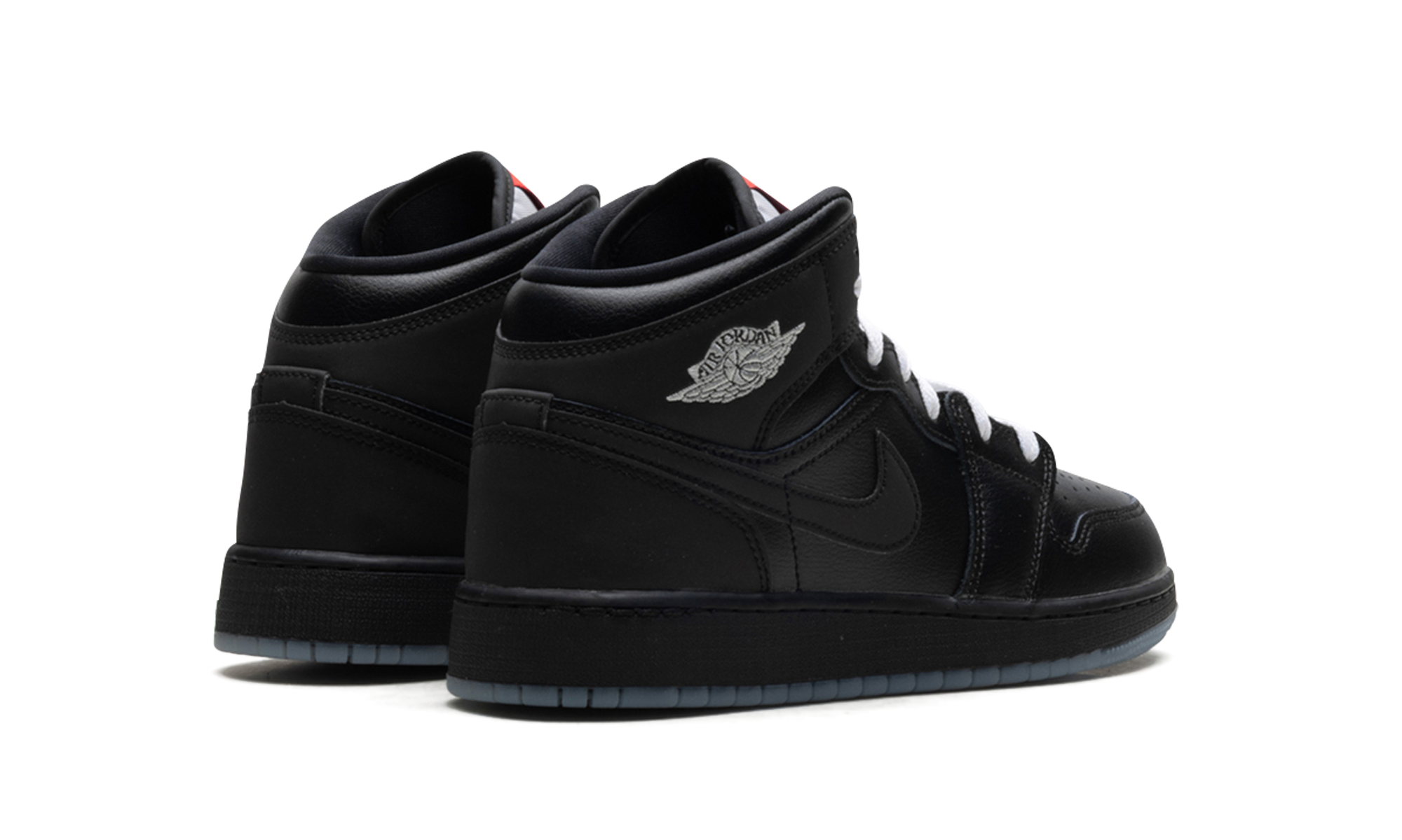 jordan 1 mid se black metallic reimagined gs+HV5180-010+diagnol right behind view