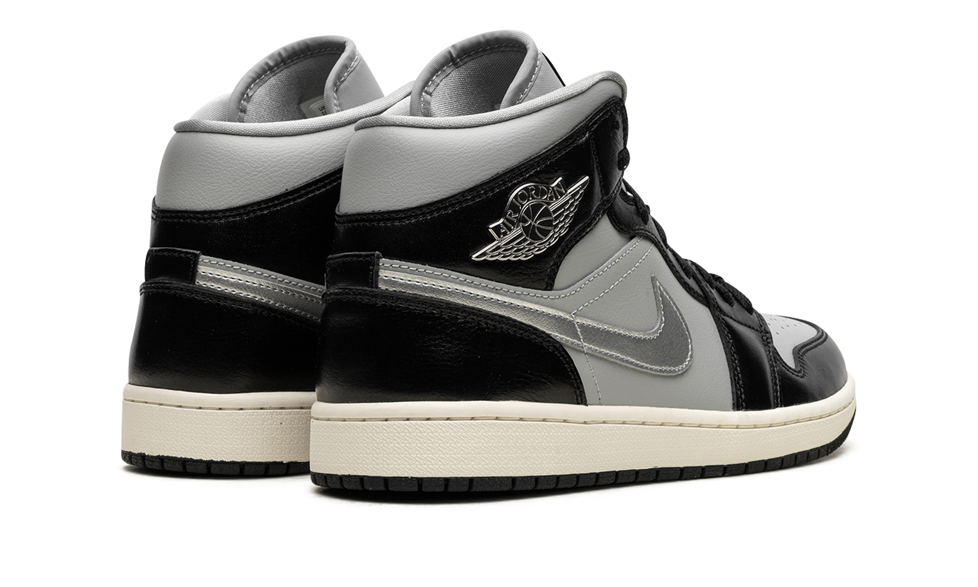jordan 1 mid se black metallic silver women s+FB9892-002+diagnol right behind view