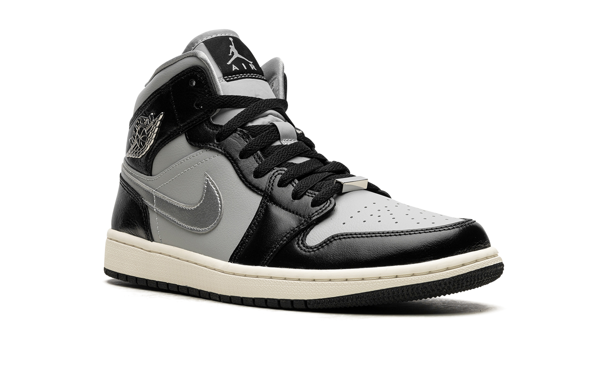 jordan 1 mid se black metallic silver women s+FB9892-002+diagnol right view