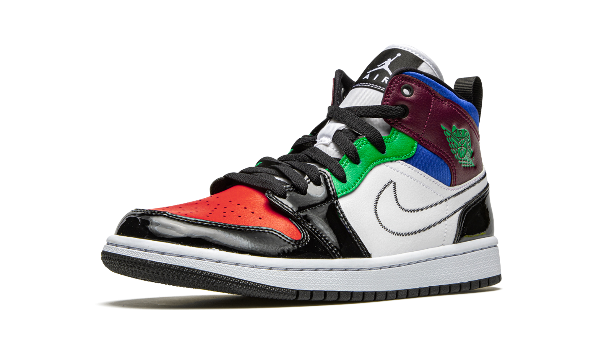 jordan 1 mid se black white multi color women s+DB5454-001+left diagnol single view