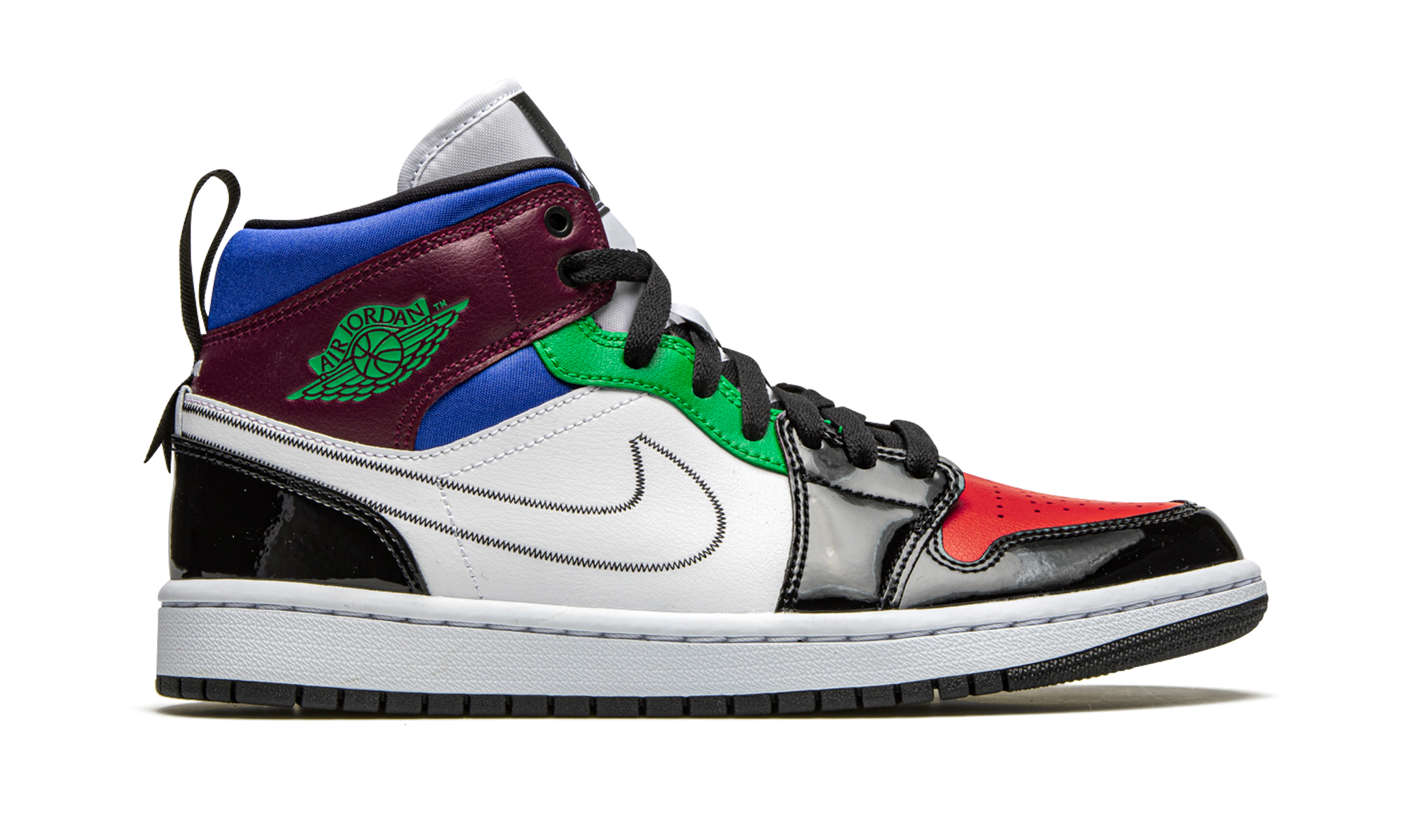 jordan 1 mid se black white multi color women s+DB5454-001+right view