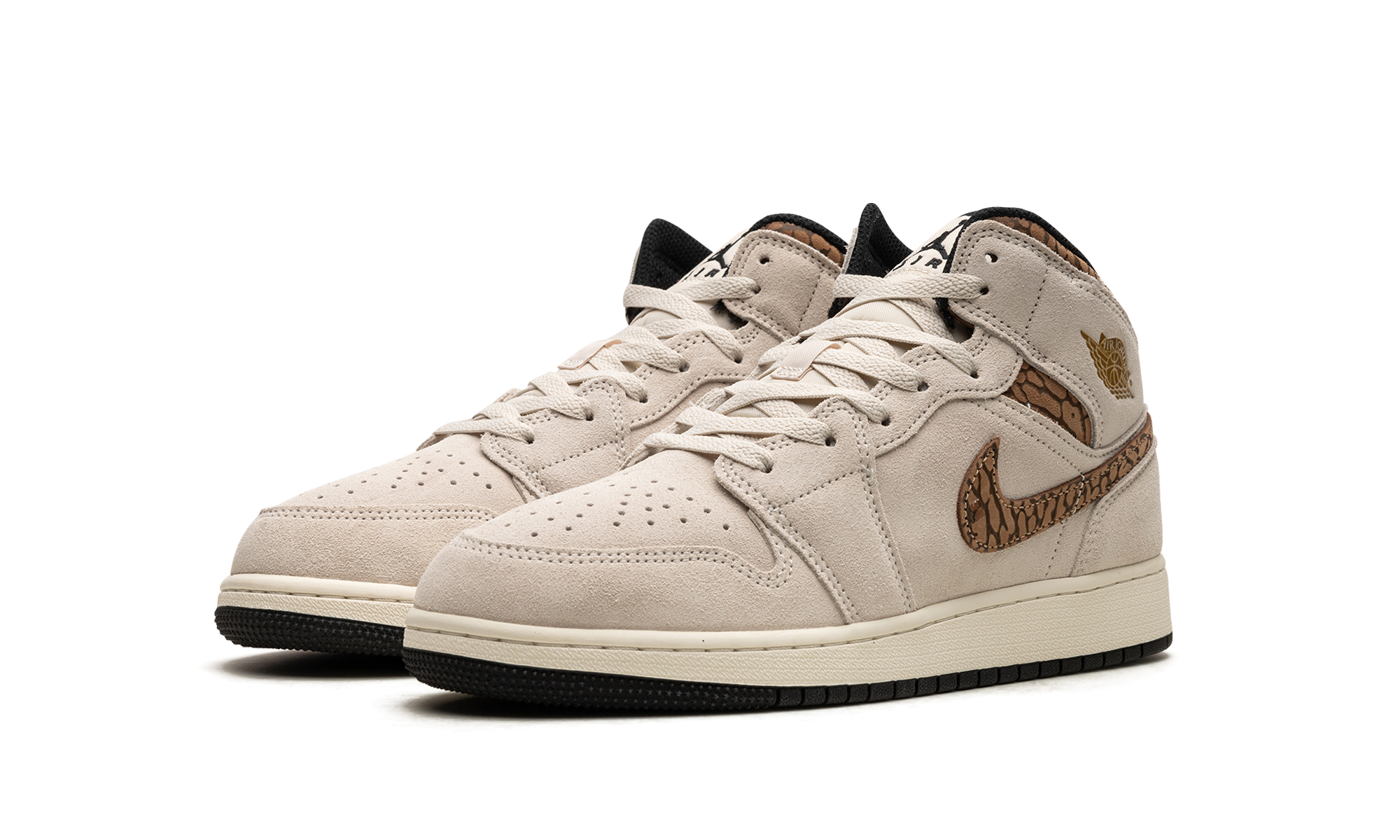 jordan 1 mid se brown elephant gs+DZ5369-102+diagnol left view