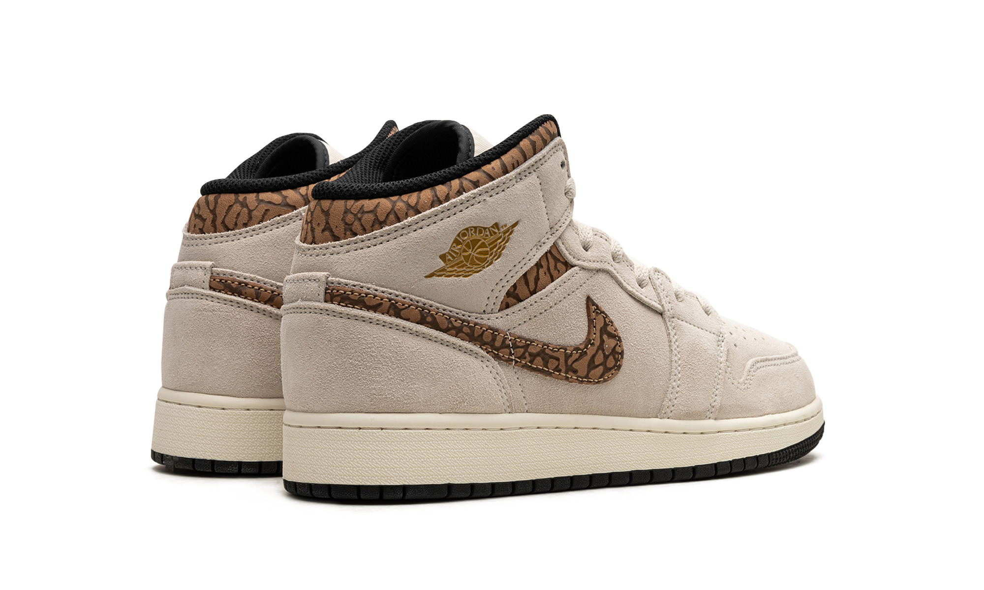 jordan 1 mid se brown elephant gs+DZ5369-102+diagnol right behind view