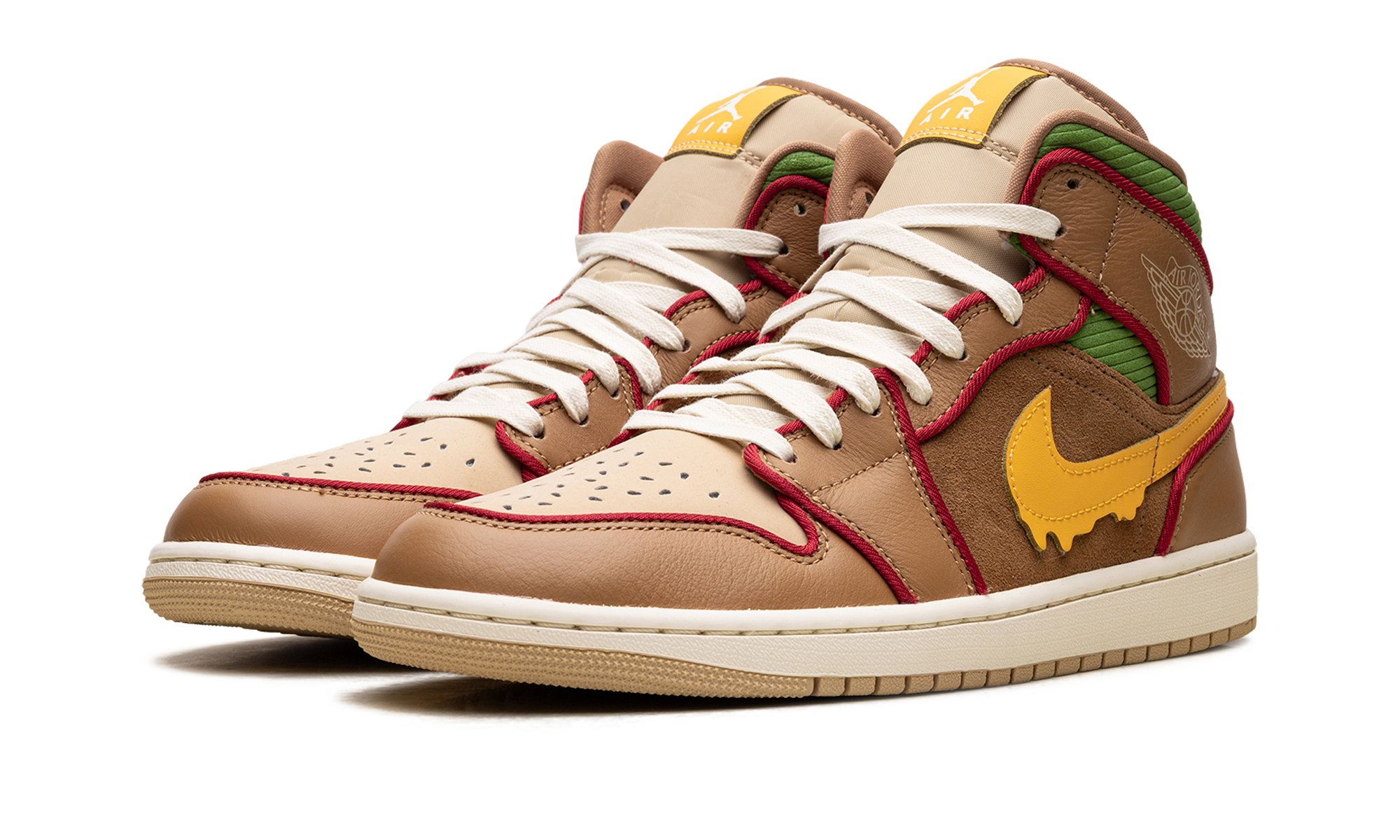 jordan 1 mid se cheeseburger+IB7403-224+diagnol left view