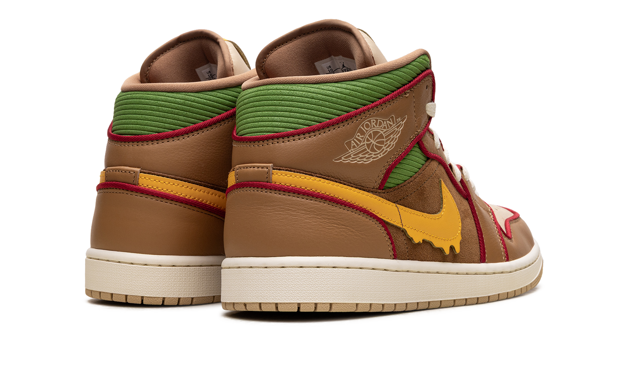 jordan 1 mid se cheeseburger+IB7403-224+diagnol right behind view