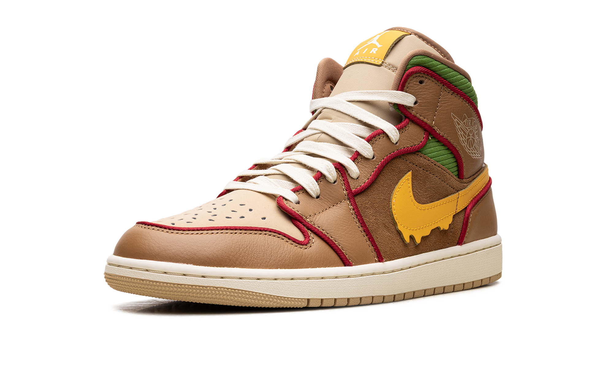 jordan 1 mid se cheeseburger+IB7403-224+left diagnol single view