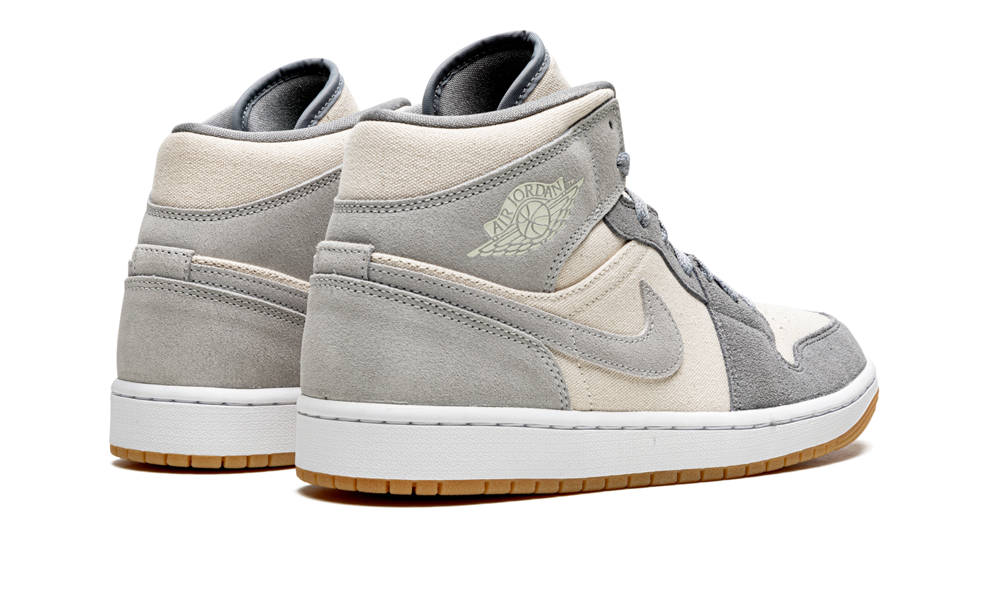 jordan 1 mid se coconut milk particle grey+DN4281-100+diagnol right behind view
