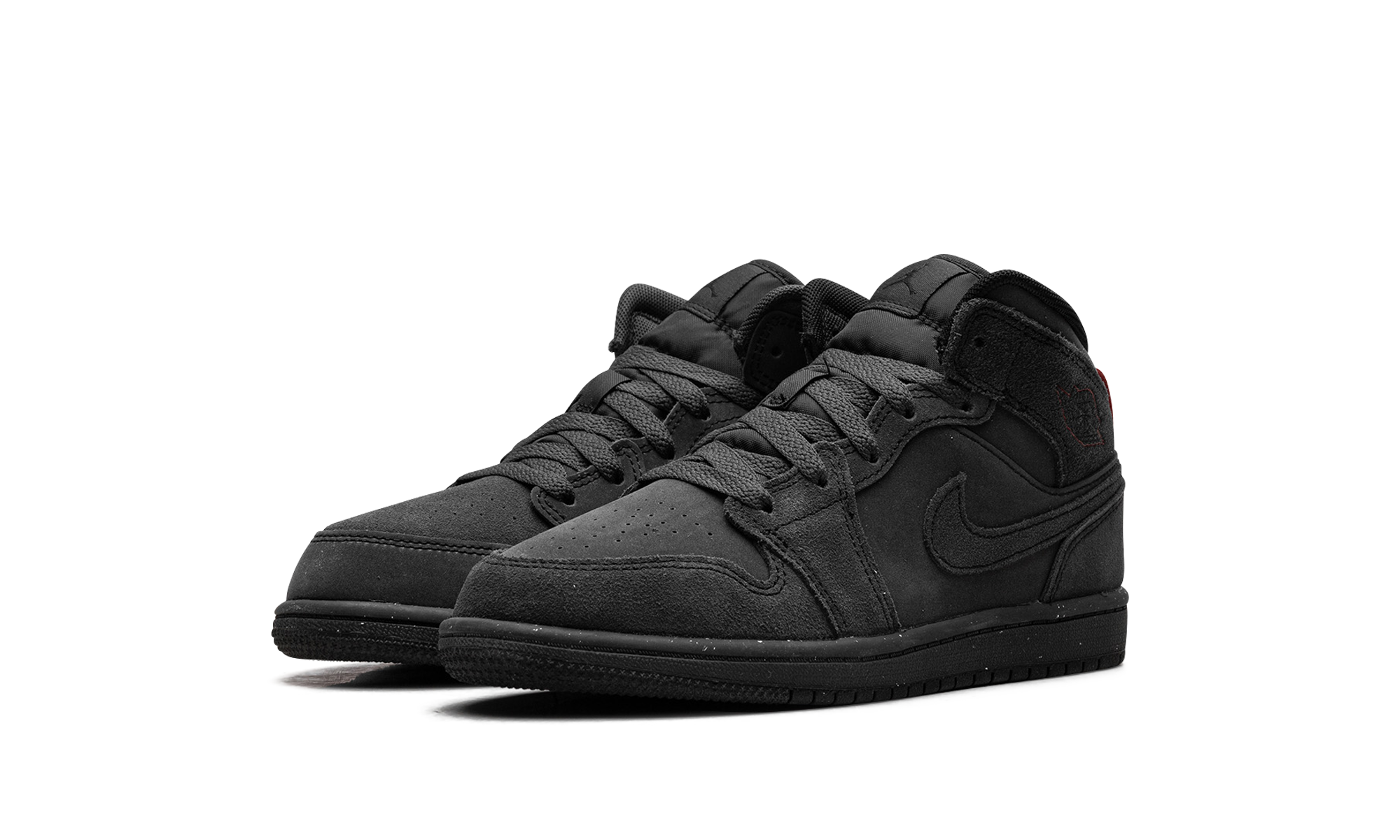 jordan 1 mid se craft dark smoke grey varsity red black ps+FQ7754-001+diagnol left view