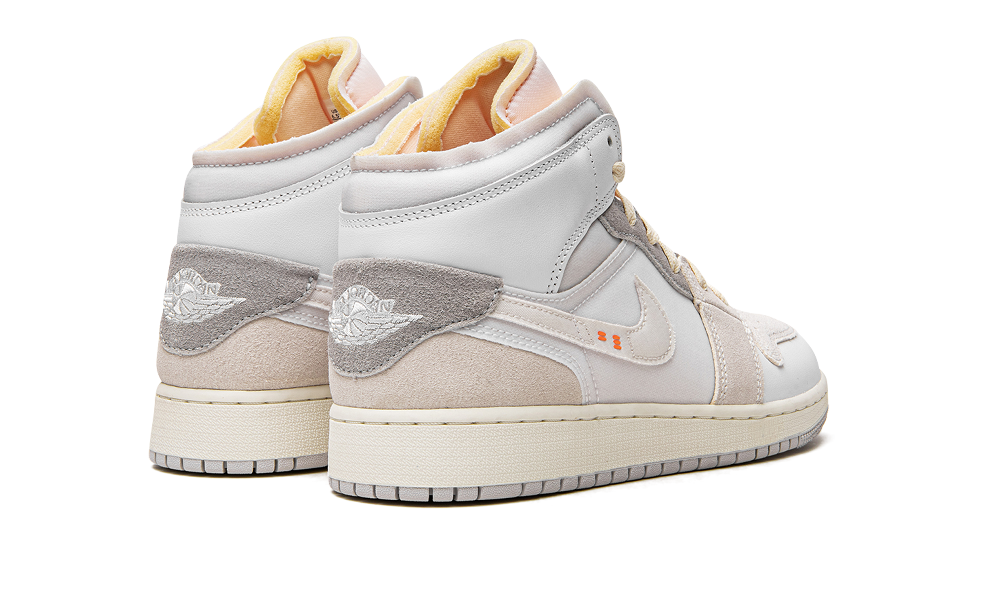 jordan 1 mid se craft inside out white grey gs+DQ3726-100+diagnol right behind view