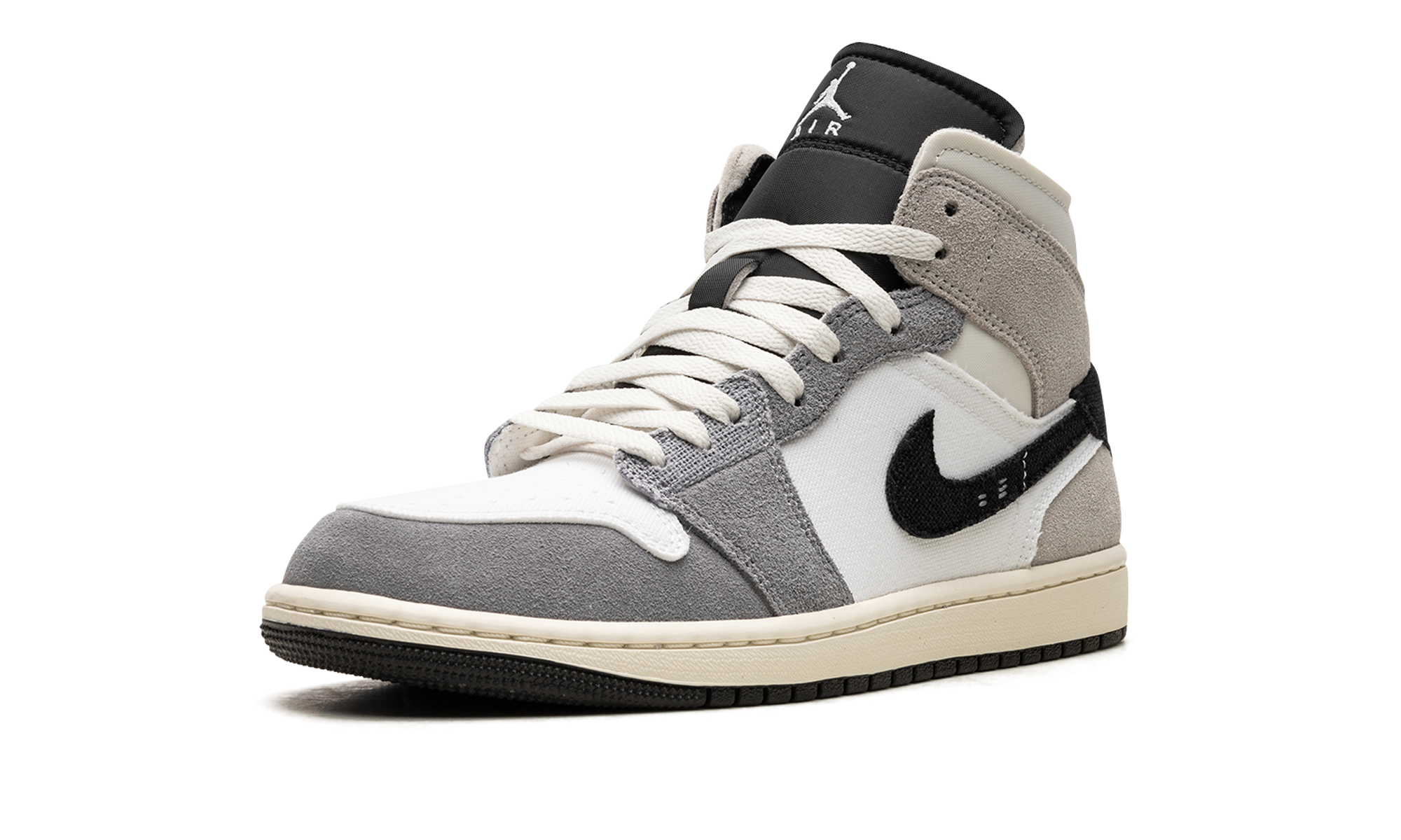 jordan 1 mid se craft white cement grey black+DZ4136-002+left diagnol single view