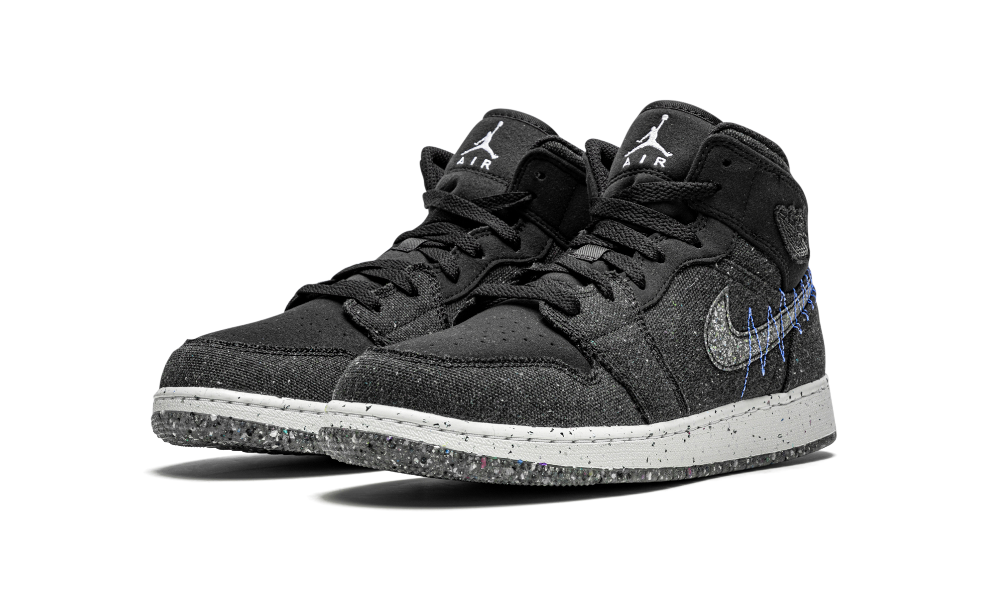 jordan 1 mid se crater black gs+DM4334-001+diagnol left view