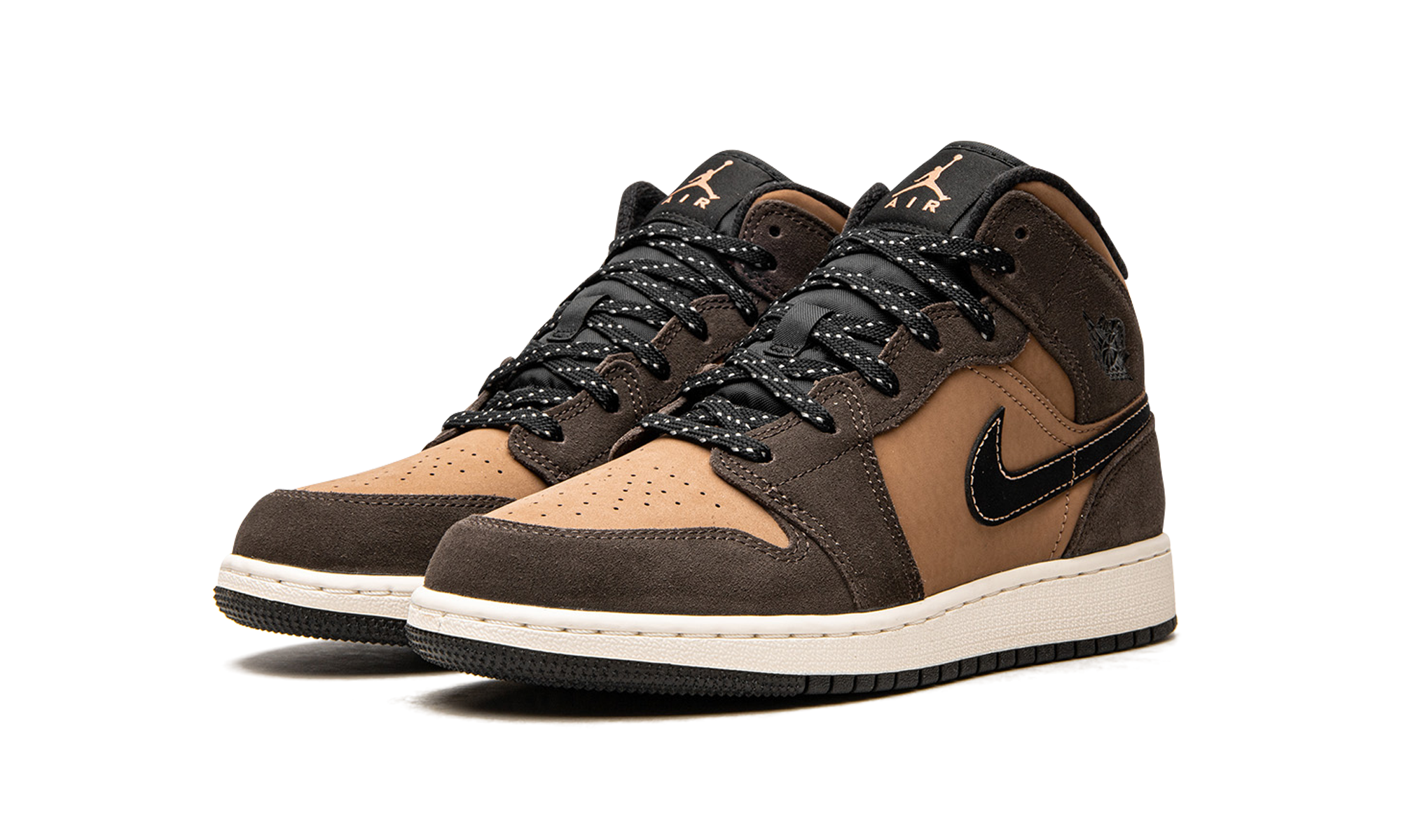 jordan 1 mid se dark chocolate gs+DC7248-200+diagnol left view