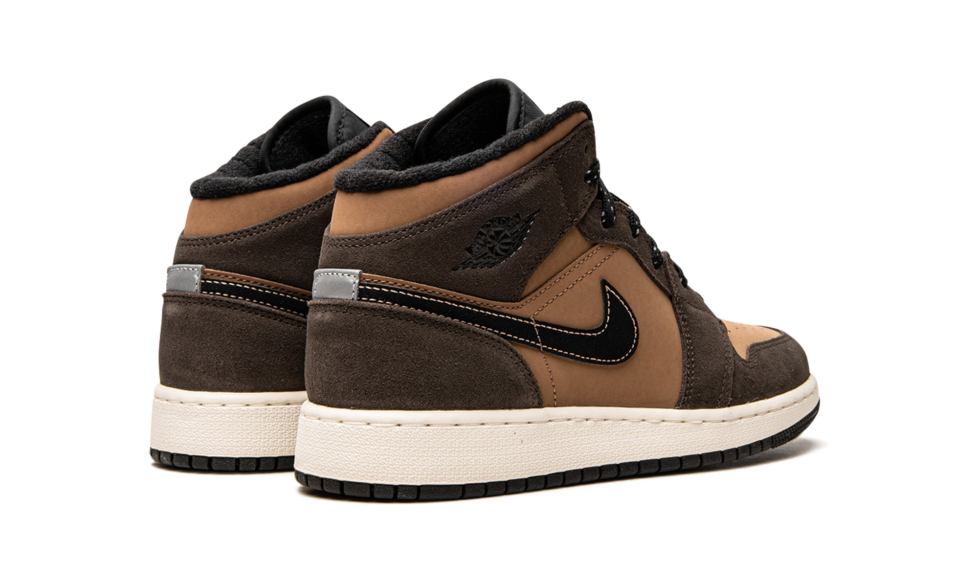 jordan 1 mid se dark chocolate gs+DC7248-200+diagnol right behind view