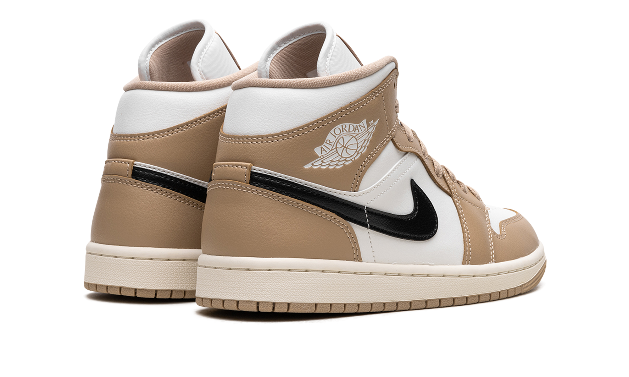 jordan 1 mid se desert sail women s+BQ6472-103+diagnol right behind view