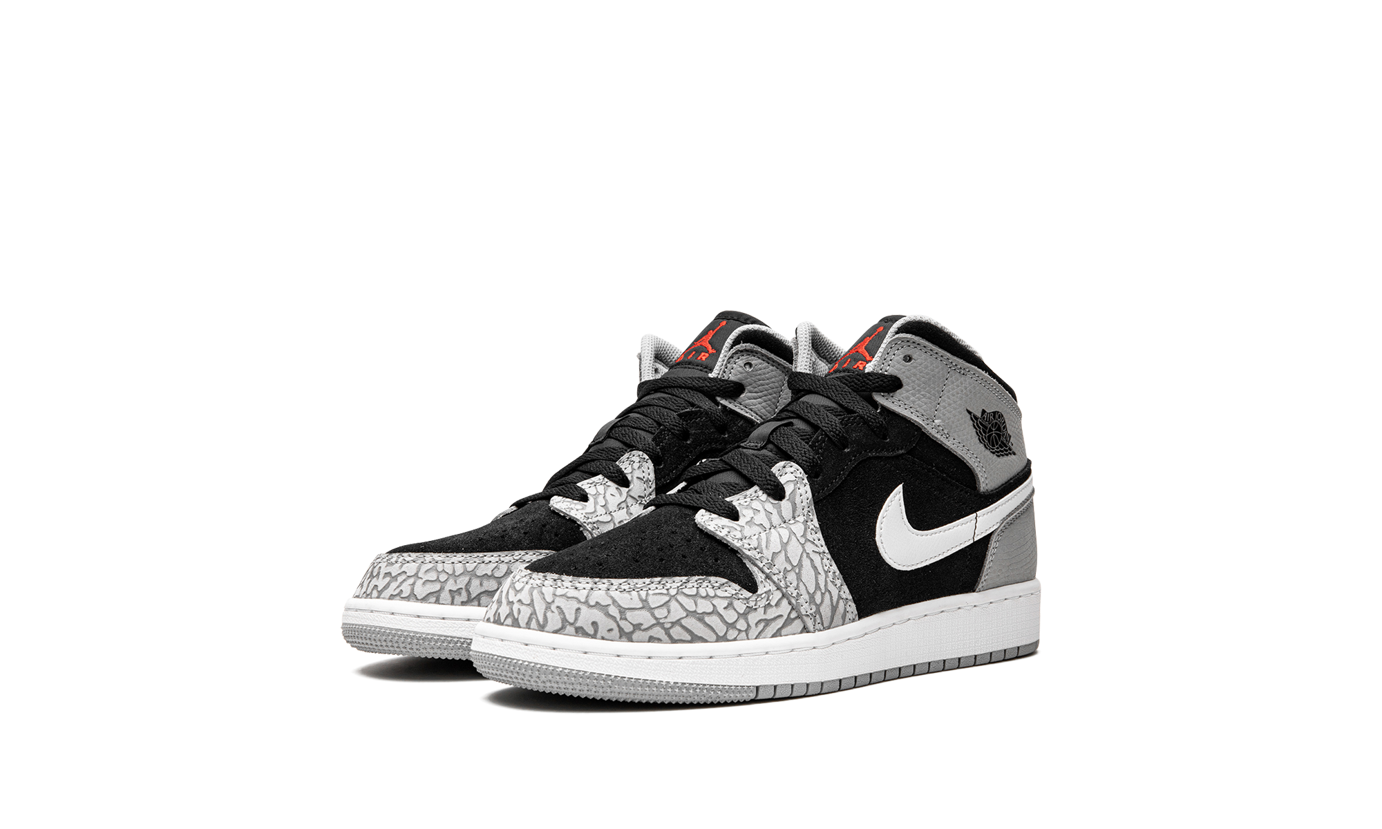 jordan 1 mid se elephant print gs+DM6216-016+diagnol left view