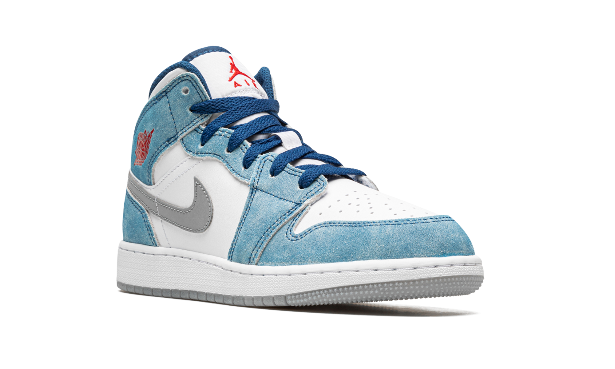 jordan 1 mid se french blue light steel gs+DR6235-401+diagnol right view