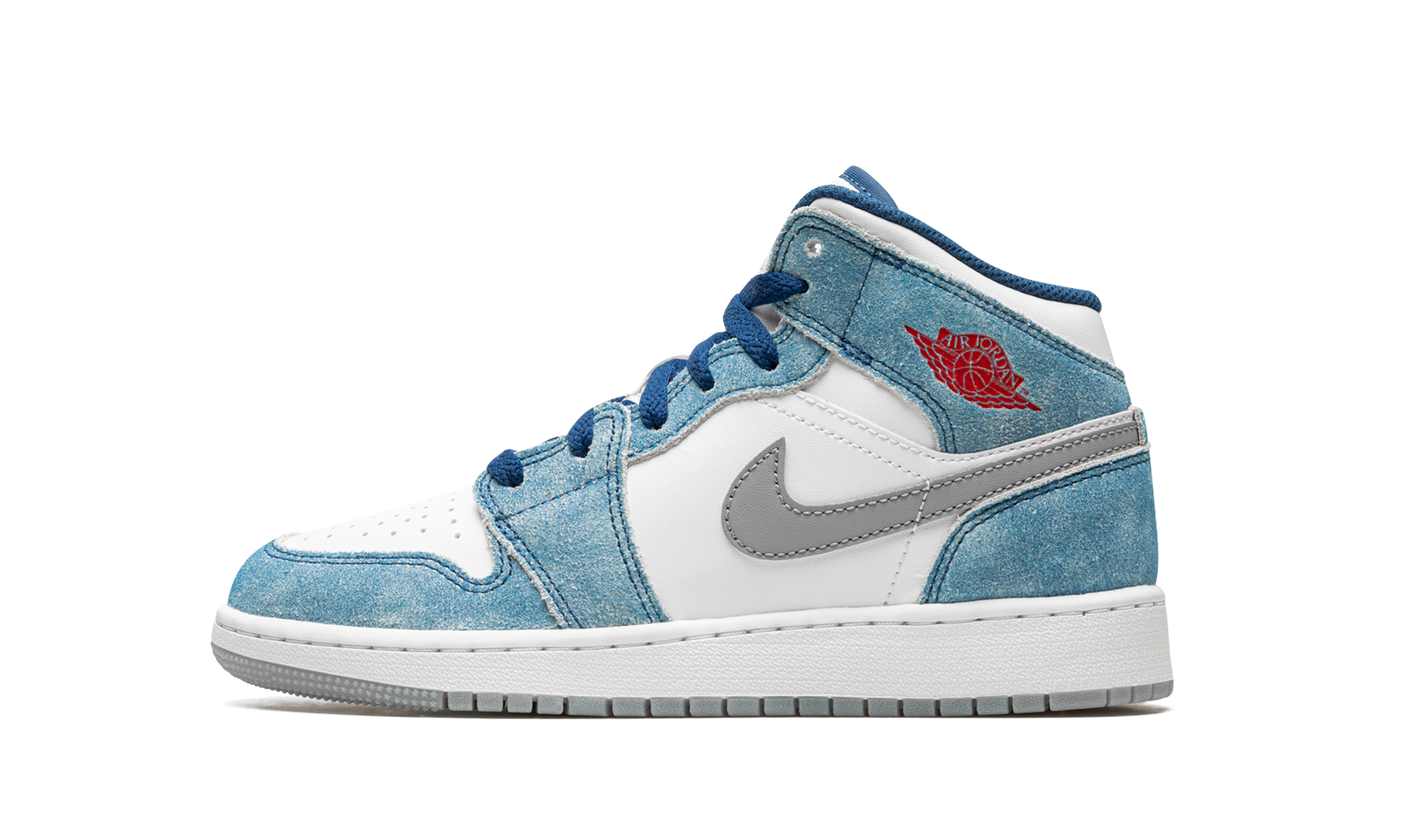 jordan 1 mid se french blue light steel gs+DR6235-401+diagnol right view 1