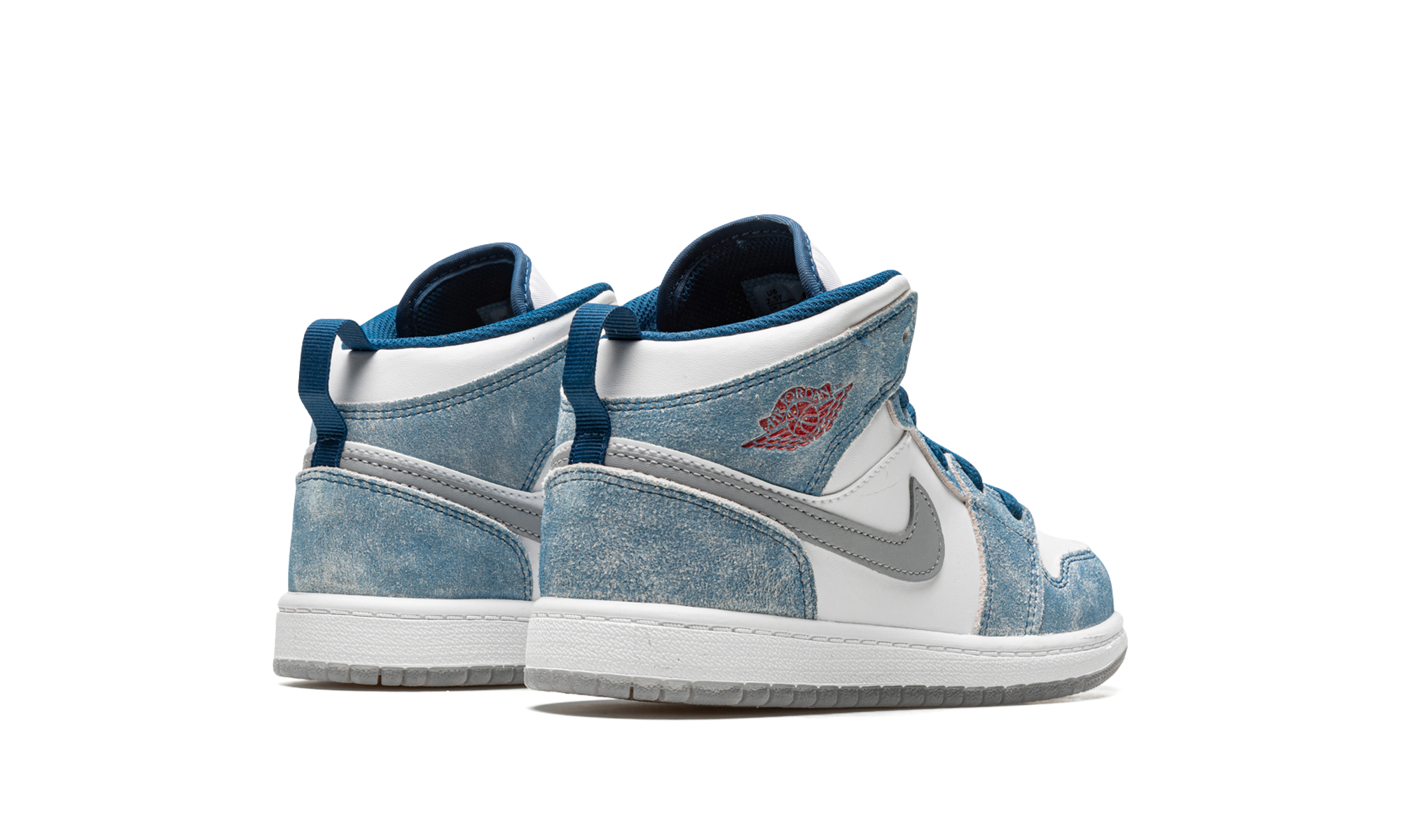 jordan 1 mid se french blue light steel ps+DR6237-401+diagnol right behind view