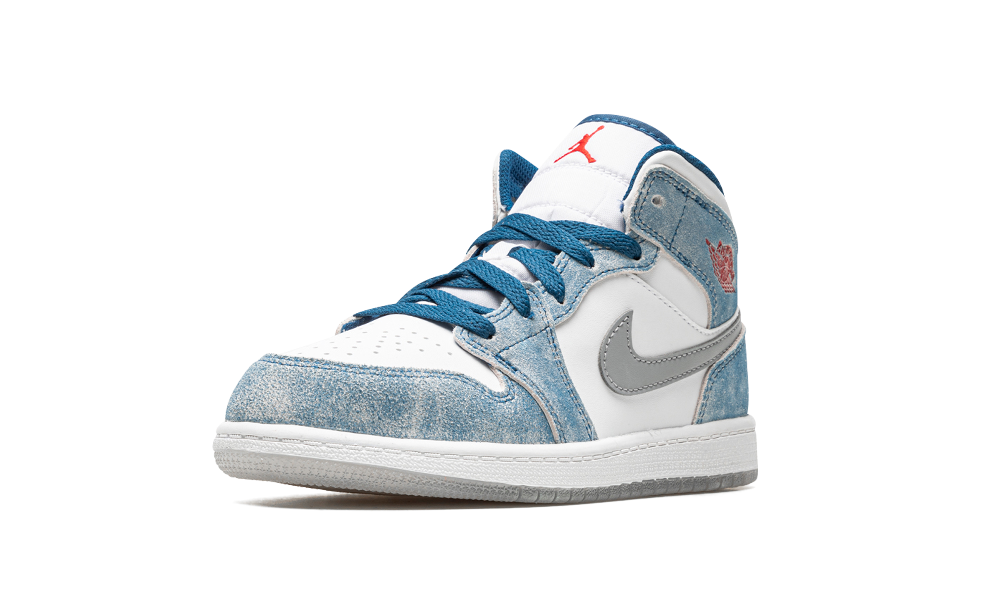 jordan 1 mid se french blue light steel ps+DR6237-401+left diagnol single view