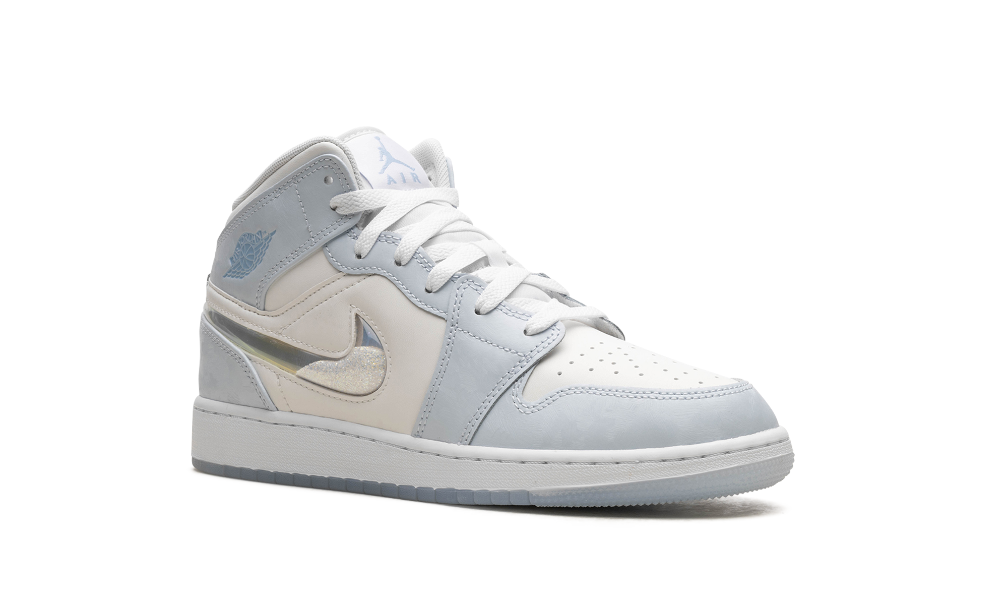 jordan 1 mid se glitter swoosh gs+FQ9117-400+diagnol right view