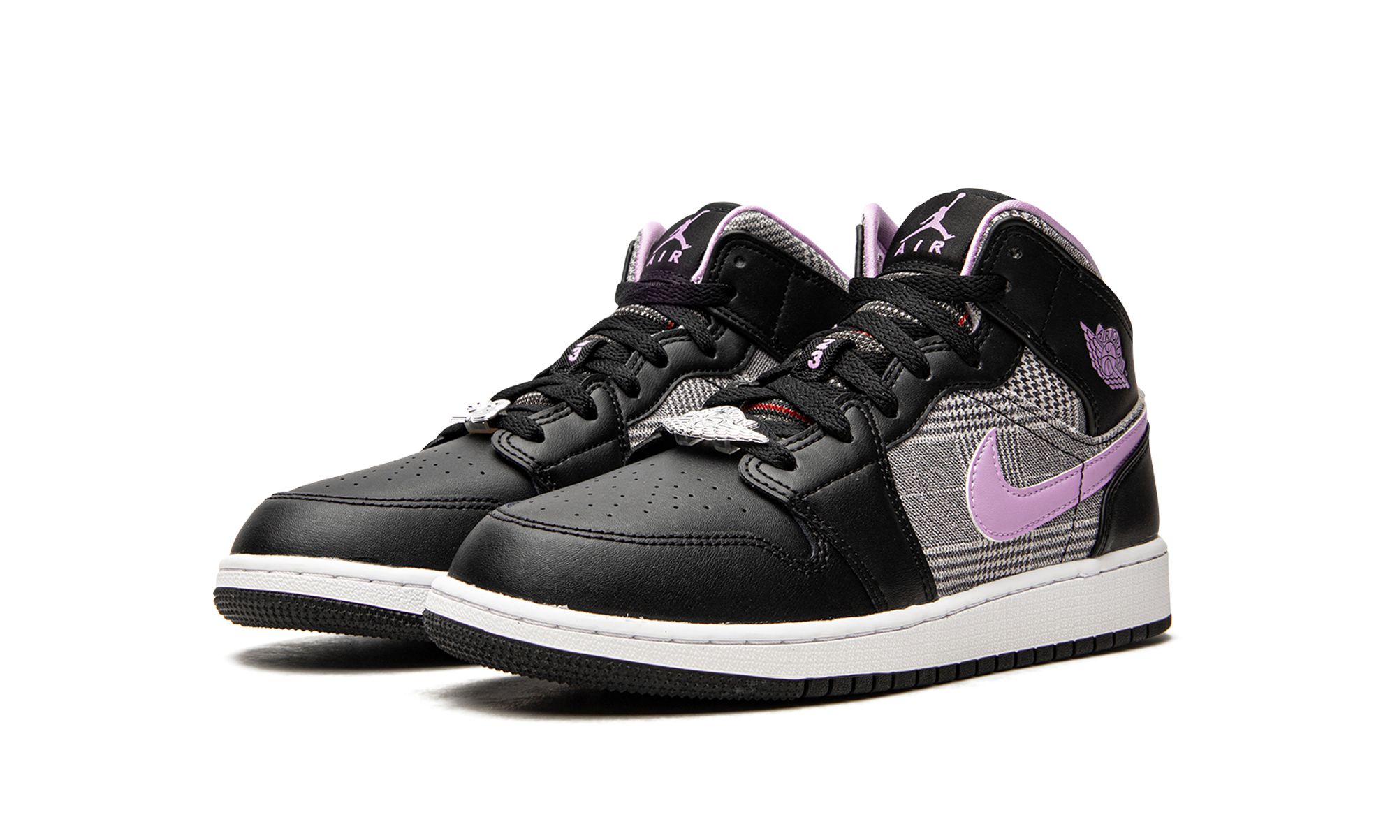 jordan 1 mid se houndstooth gs+DC7226-015+diagnol left view