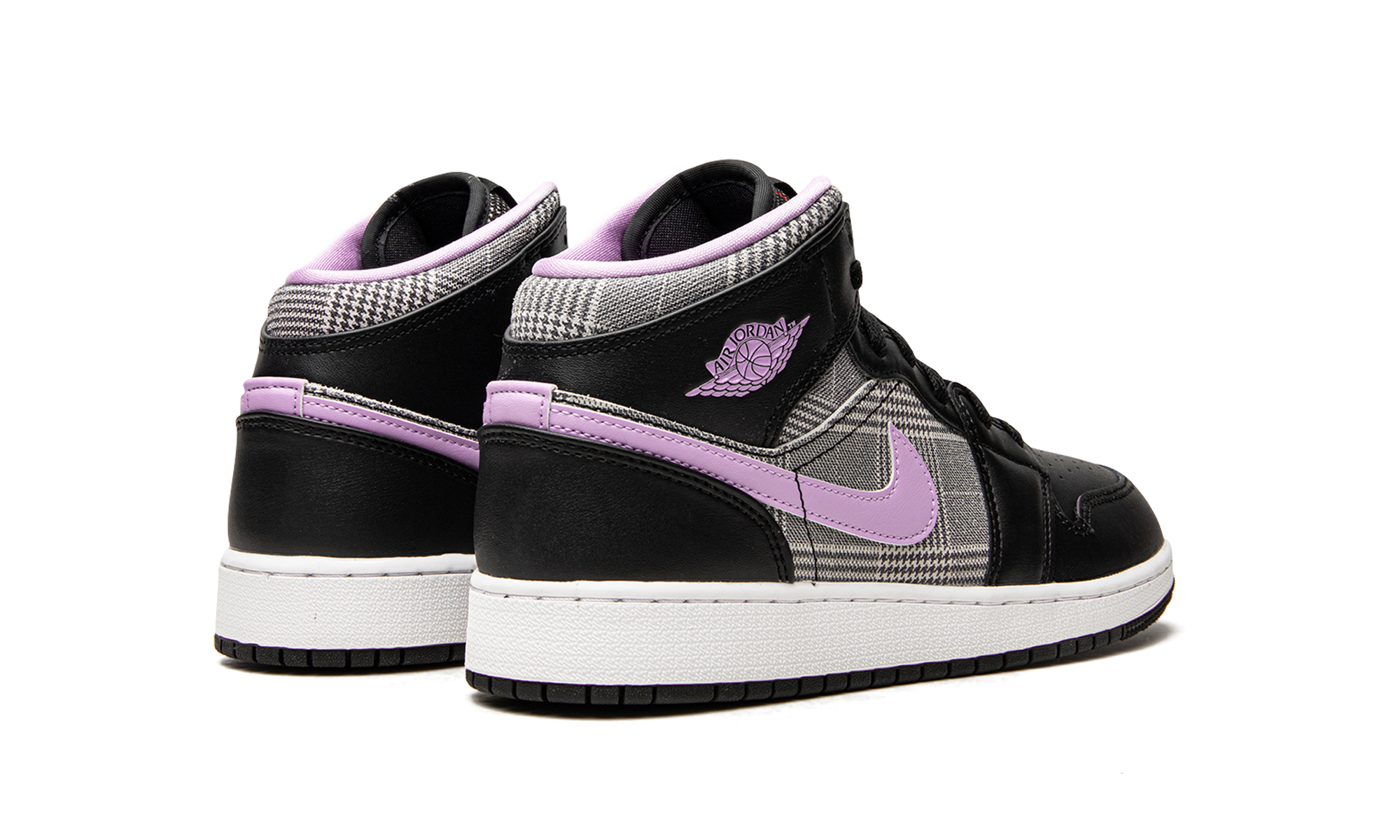 jordan 1 mid se houndstooth gs+DC7226-015+diagnol right behind view