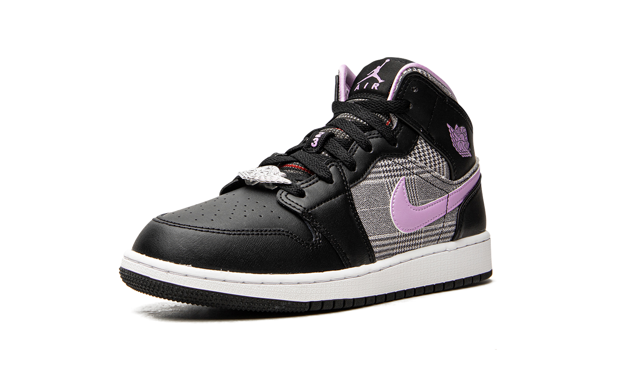 jordan 1 mid se houndstooth gs+DC7226-015+left diagnol single view