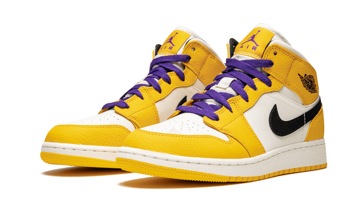 jordan 1 mid se lakers gs+BQ6931-700+diagnol left view