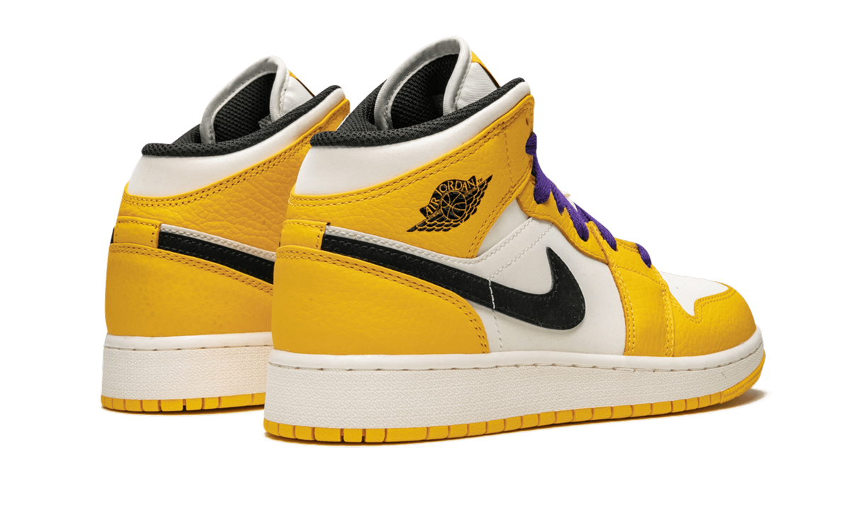 jordan 1 mid se lakers gs+BQ6931-700+diagnol right behind view