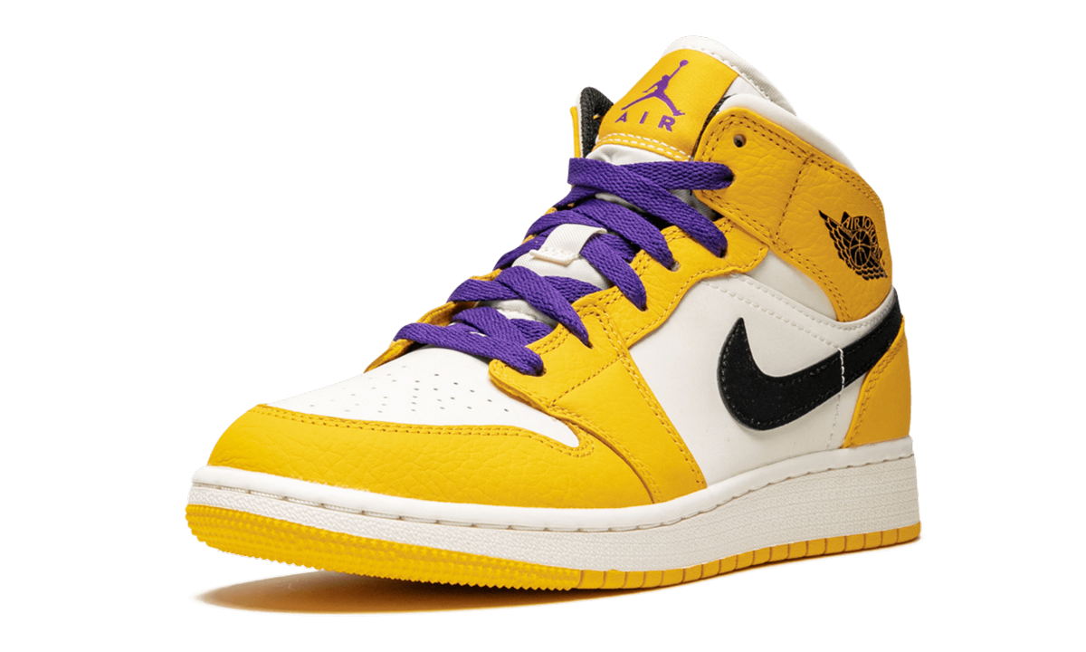 jordan 1 mid se lakers gs+BQ6931-700+left diagnol single view