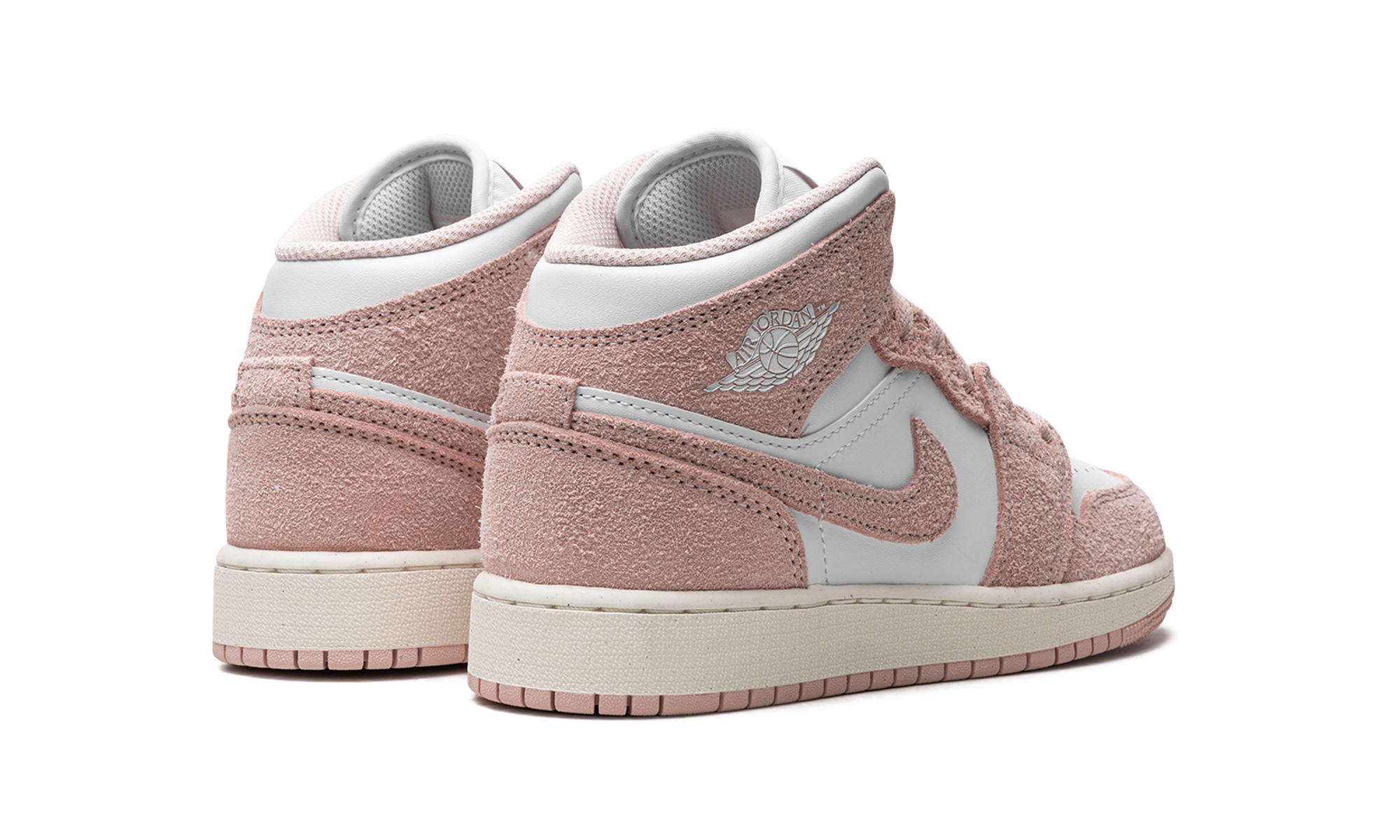 jordan 1 mid se legend pink gs+FN7432-161+diagnol right behind view