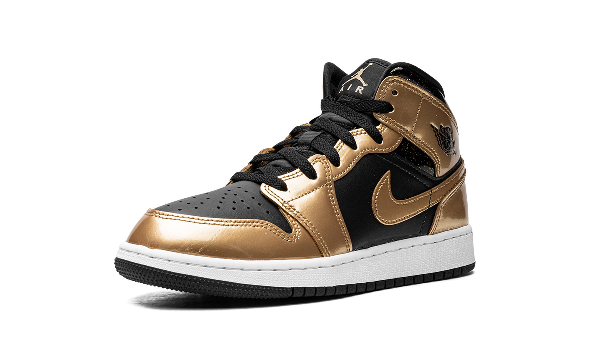 jordan 1 mid se metallic gold black gs+DR6967-071+left diagnol single view