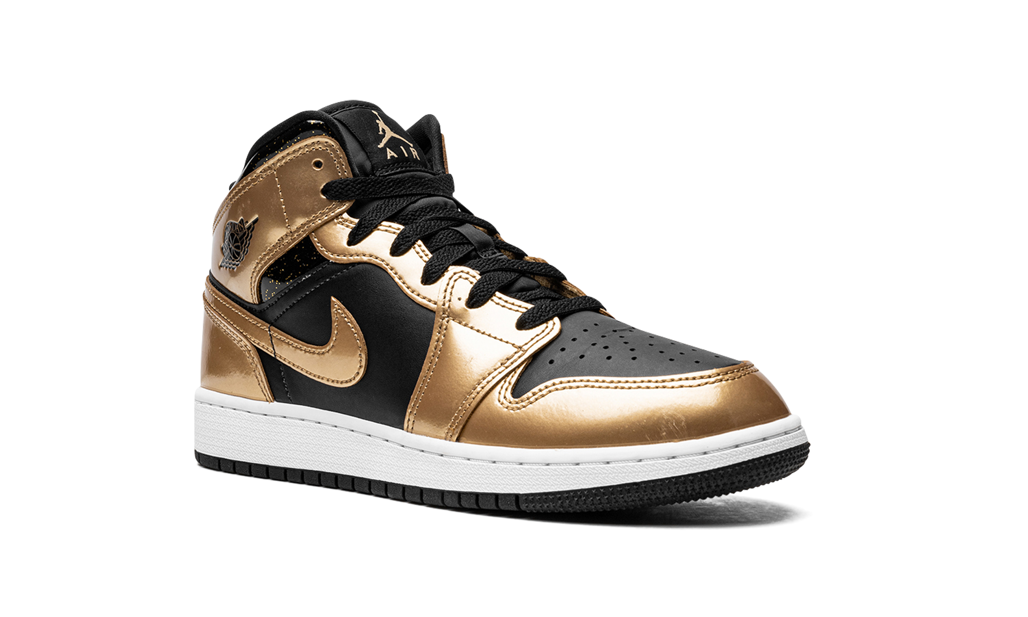 jordan 1 mid se metallic gold black gs+DR6967-071+diagnol right view