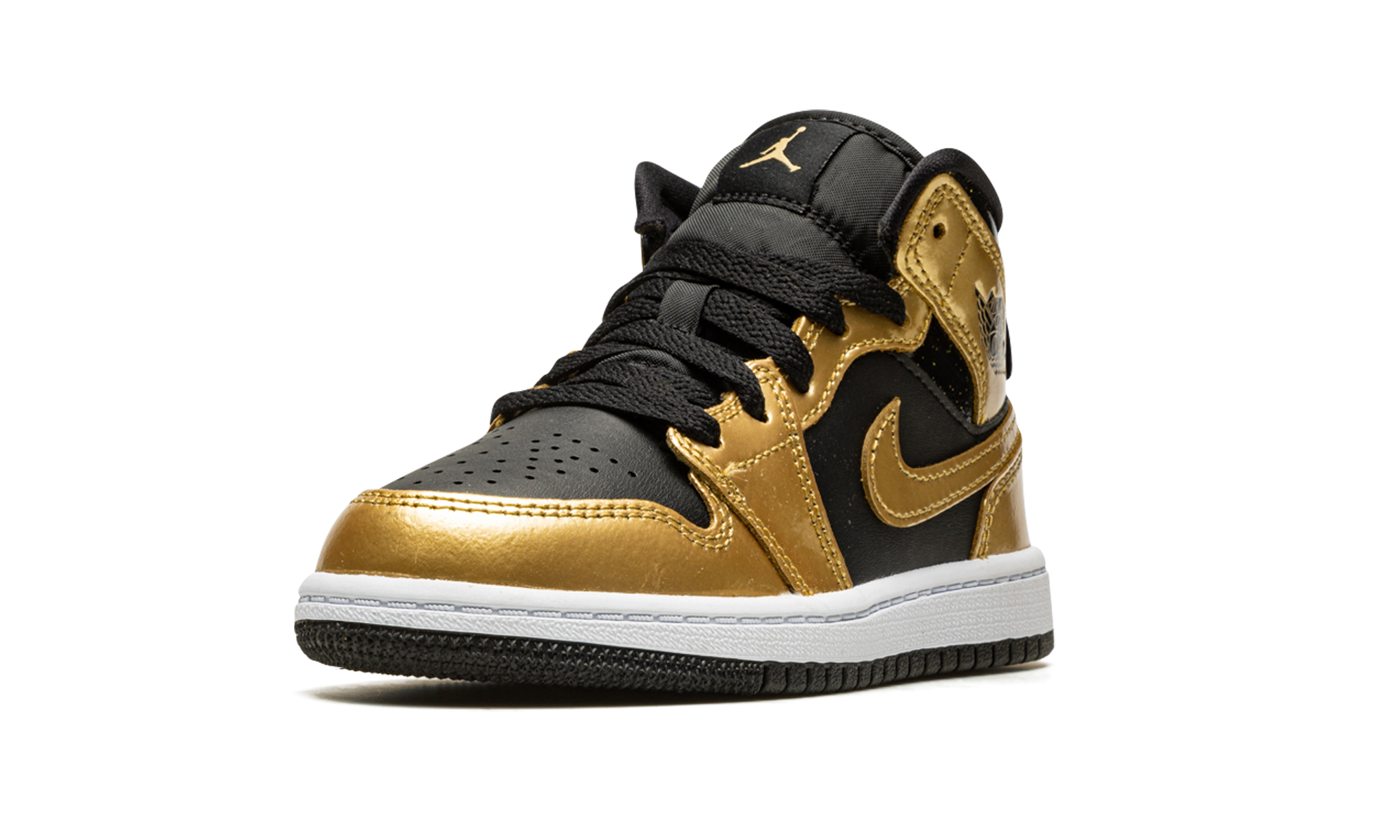 jordan 1 mid se metallic gold black ps+DR6968-071+left diagnol single view