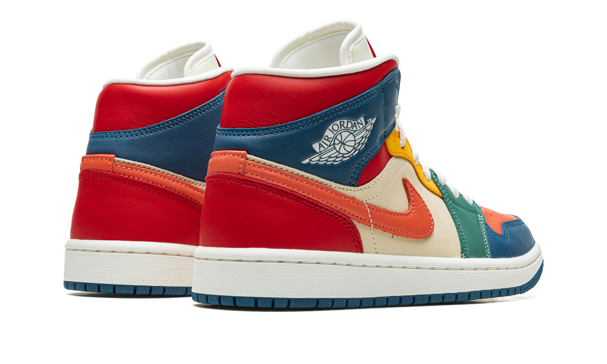 jordan 1 mid se multi color 2022 women s+DN3738-400+diagnol right behind view