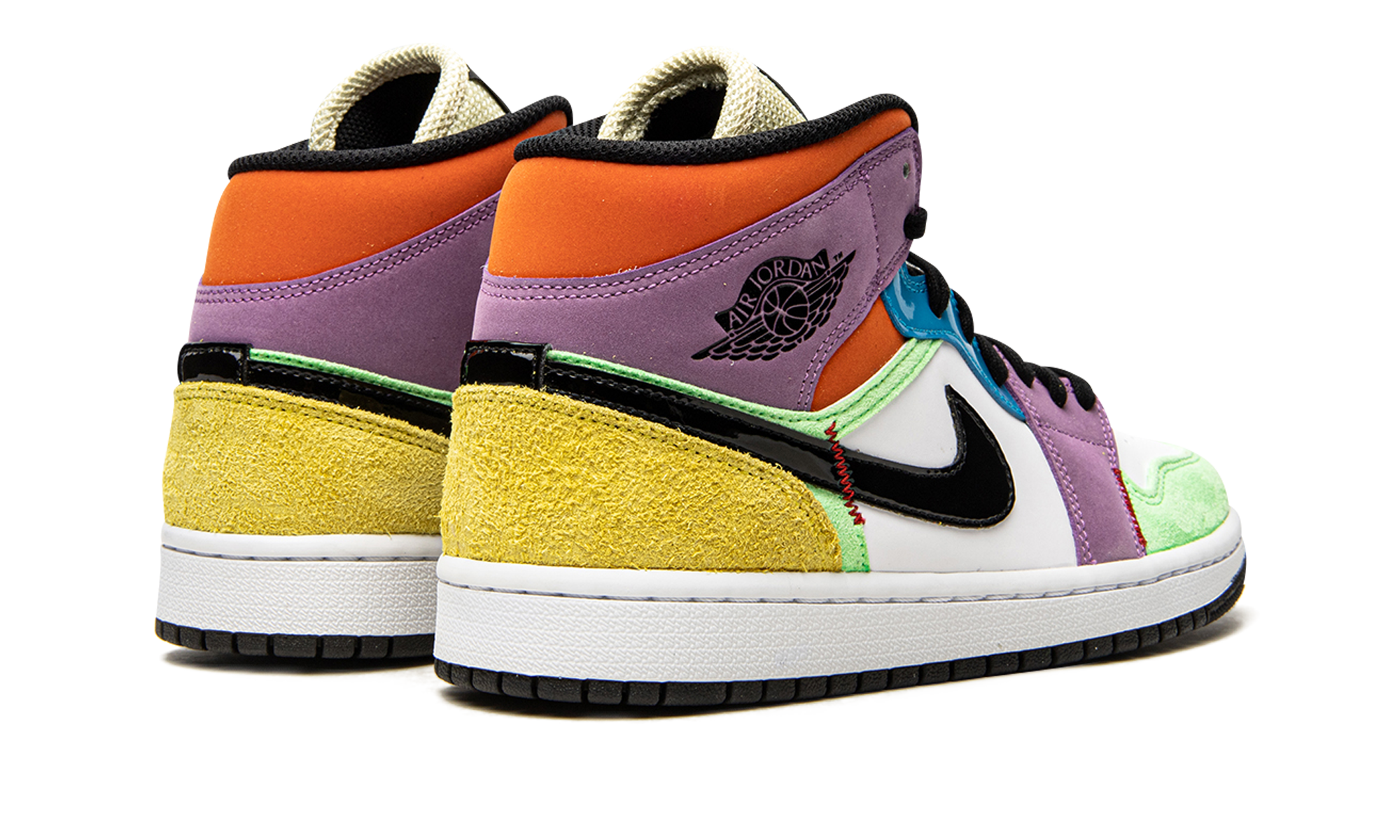 jordan 1 mid se multi color women s+CW1140-100+diagnol right behind view