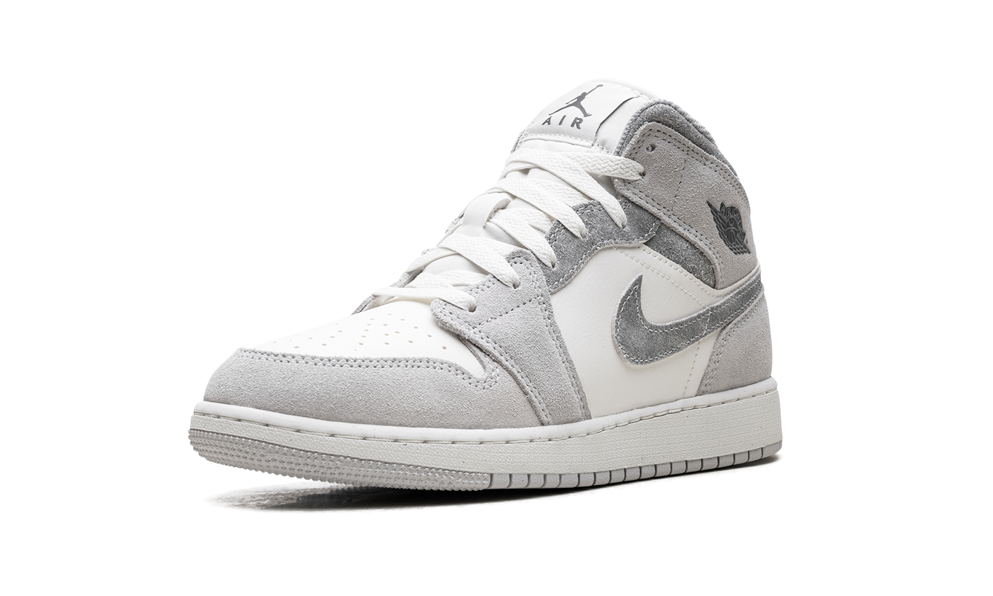 jordan 1 mid se neutral grey sail gs+FQ8088-002+left diagnol single view