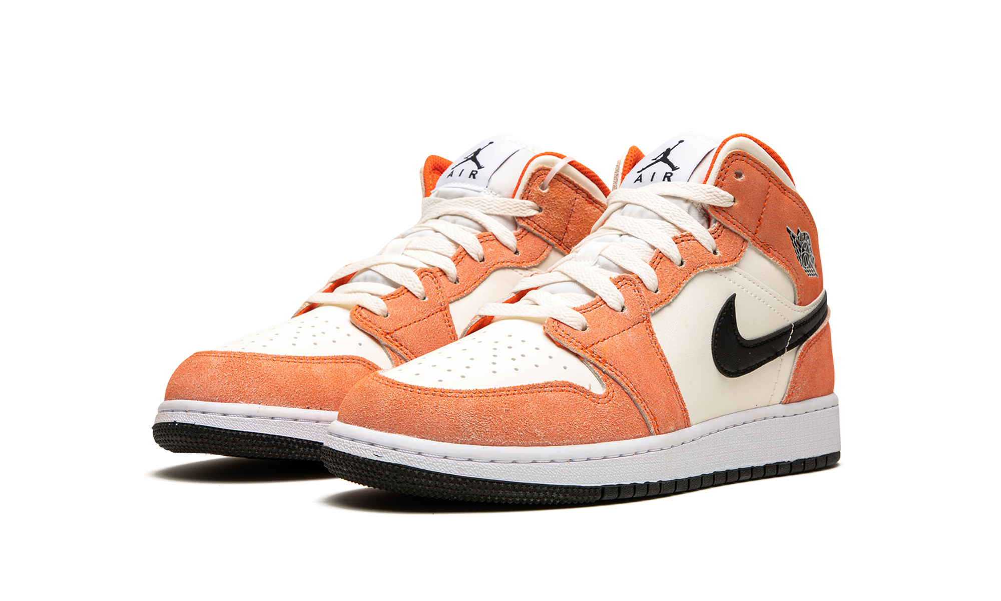 jordan 1 mid se orange suede gs+DV1336-800+diagnol left view
