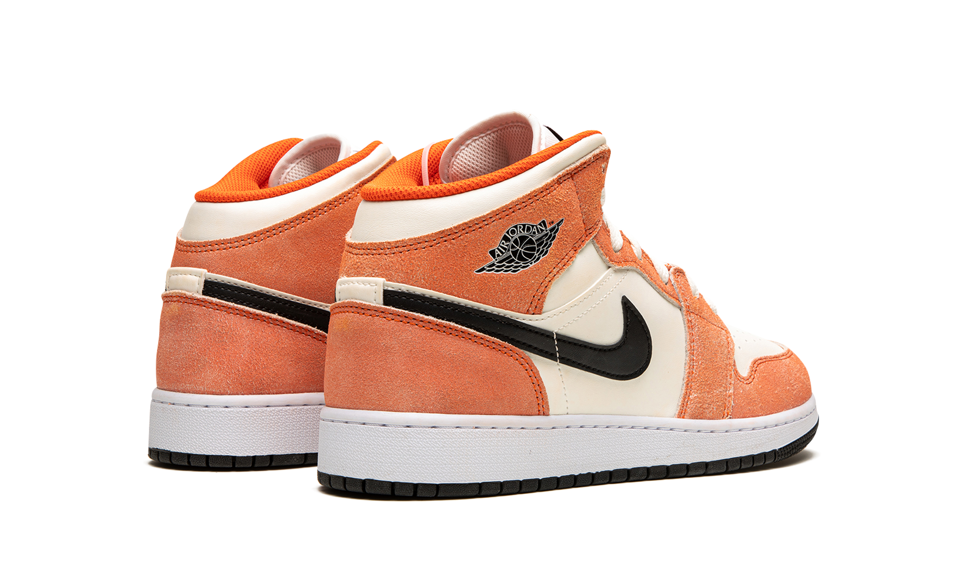 jordan 1 mid se orange suede gs+DV1336-800+diagnol right behind view
