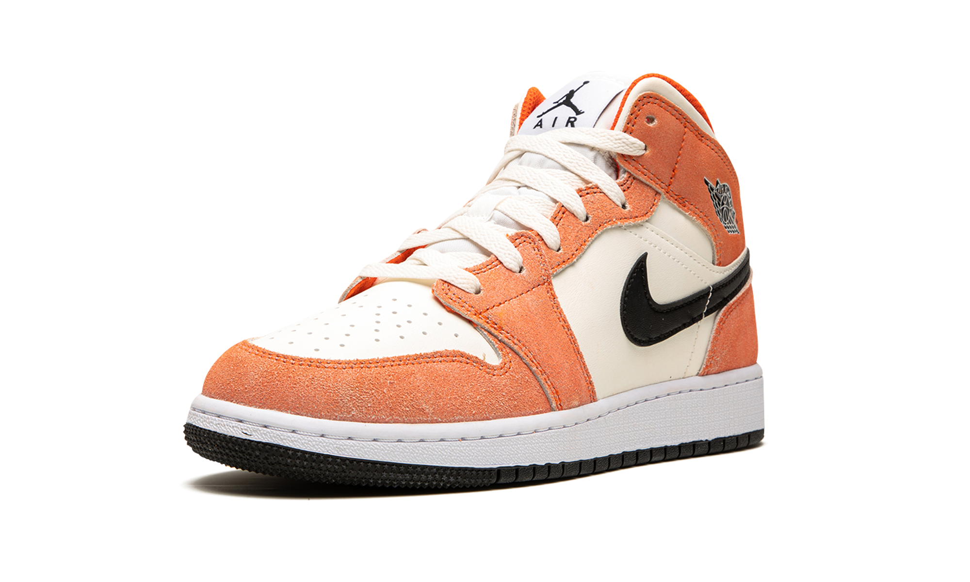 jordan 1 mid se orange suede gs+DV1336-800+left diagnol single view
